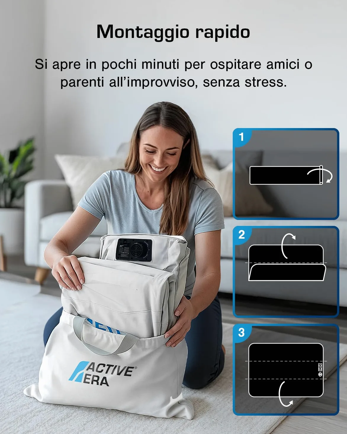 Active Era Materasso Gonfiabile Singolo 99 cm x 188 cm x 36.5 cm, Pompa Elettrica Integrata, Cuscino Rialzato e Tecnologia I-Beam Strutturata - Materasso Gonfiabile