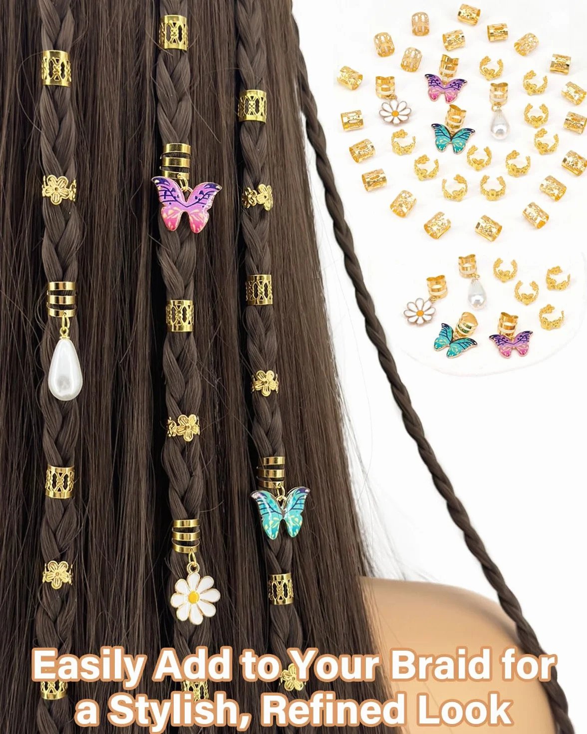 Gioielli Dreadlocks Trecce Clip, Accessori Capelli, Anelli per Capelli, Dreadlock Perline Clip a Spirale, 34PCS