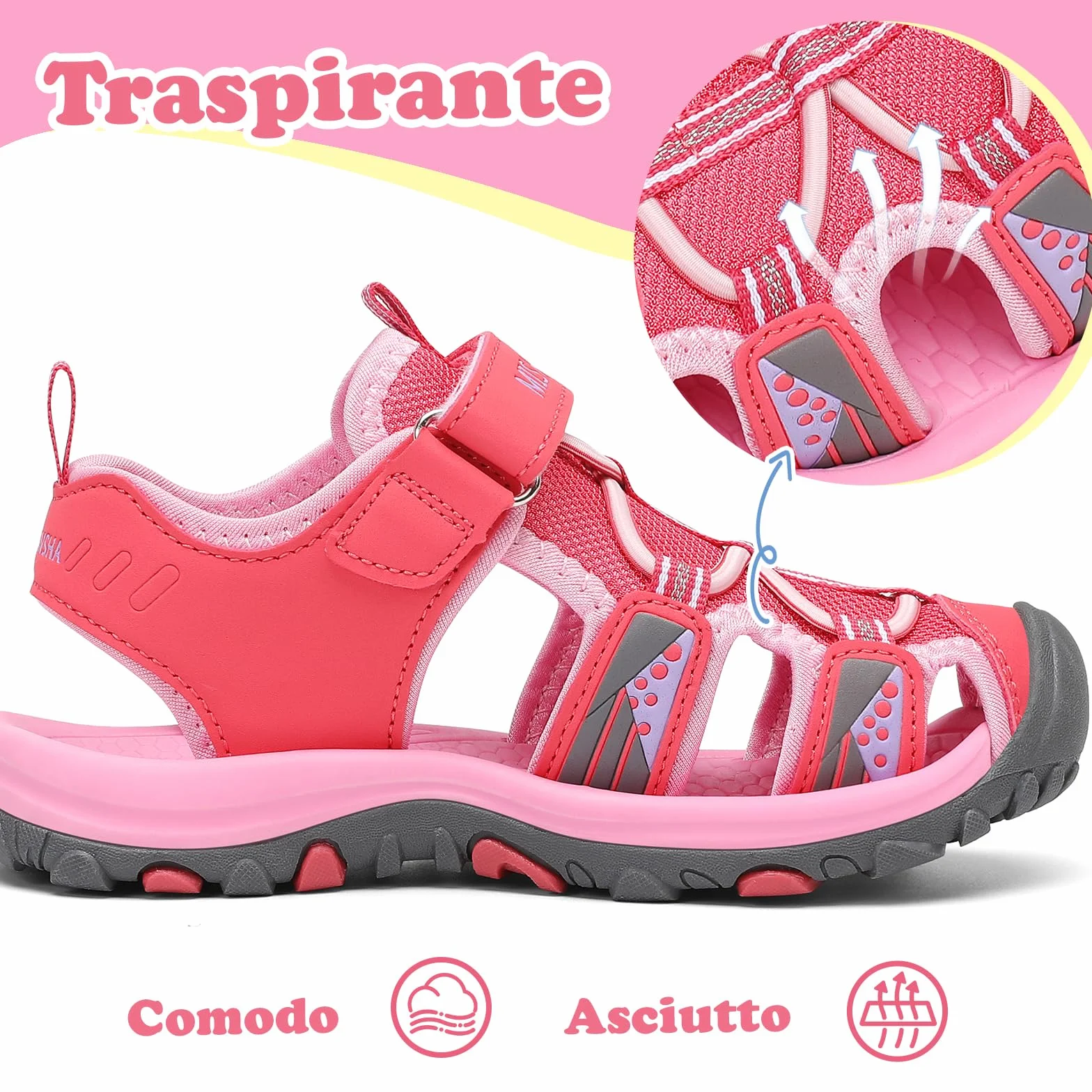 Mishansha Sandali Sportivi Estivi Bambina Bambini Scarpe Trekking Ragazza Traspirante 24-39 EU