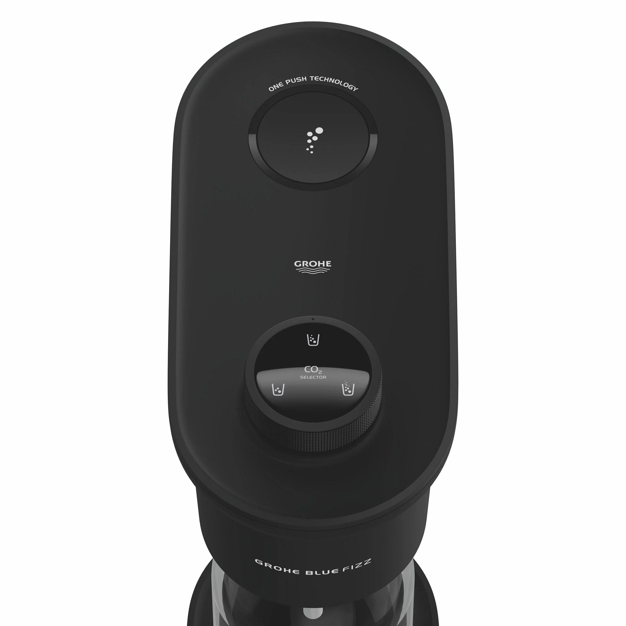GROHE Blue Fizz Gasatore Starter Kit, 3 Livelli di Gasatura, senza Bombola CO2, 1 Bottiglia d'Acqua da 0,85 L + Polvere Pulizia, Nero, 31943K00