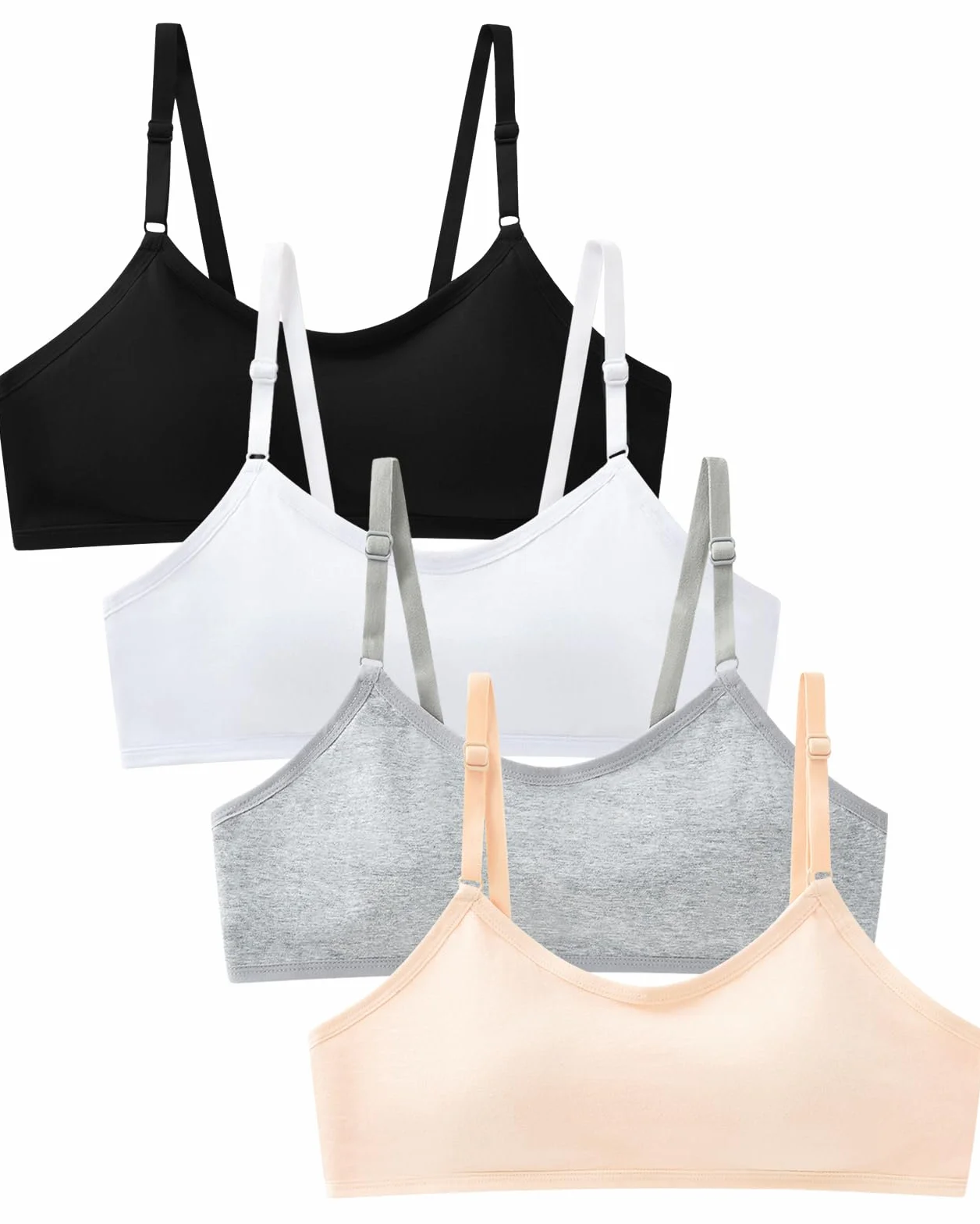 Adorel Reggiseni Sportivi in Cotone Intimo Imbottito Ragazza Confezione da 4