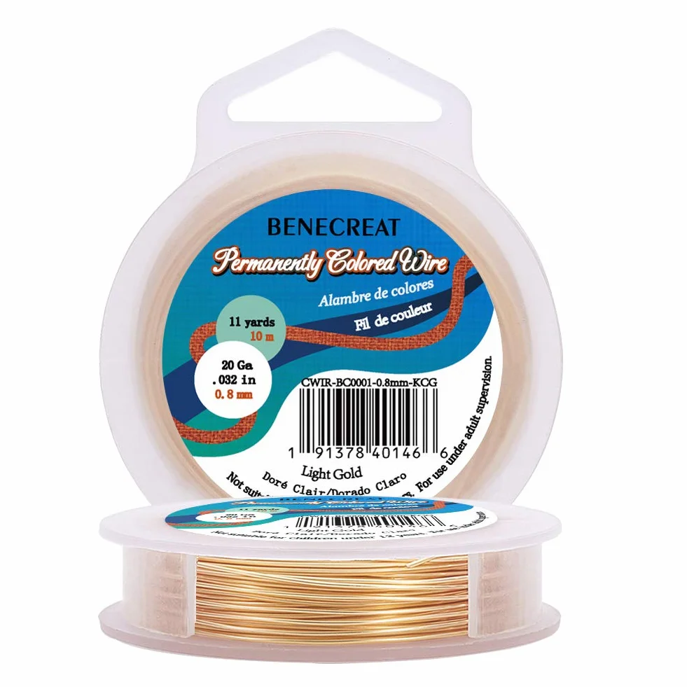 BENECREAT 10m 0.8 mm Filo di Rame Oro Chiaro Cavo Metallico per Bigiotteria