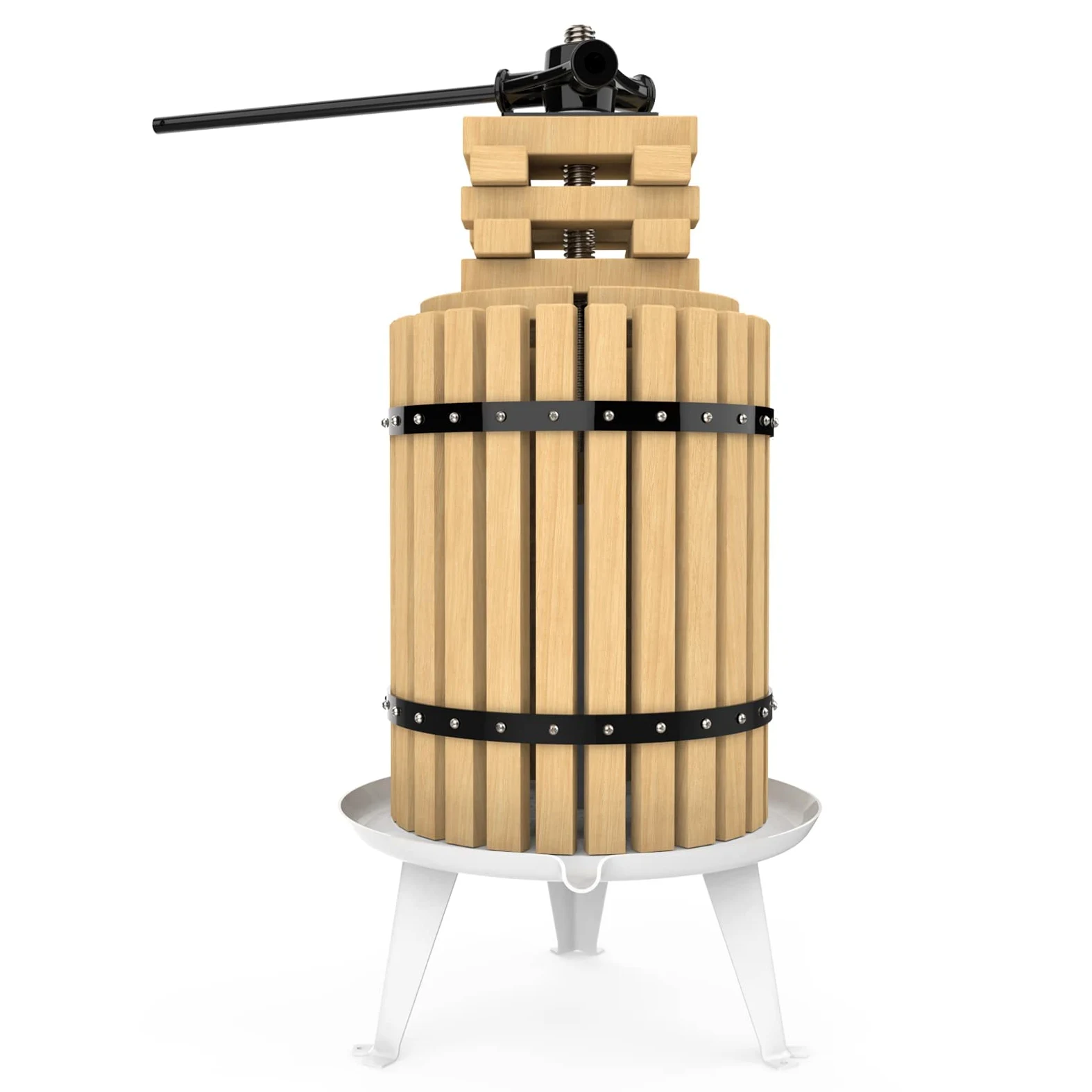 Pressa per frutta da 18 l, per la produzione di sidro, vino con cestino in legno, per succo naturale fatto in casa, uva, bacche, mela