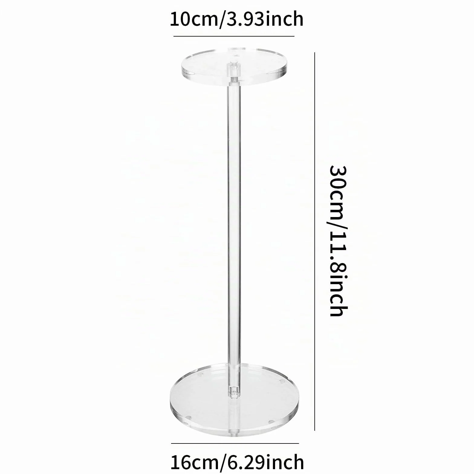 Espositore per cappelli in acrilico trasparente da 12 pollici per esposizione, espositore per cappelli con base rotonda