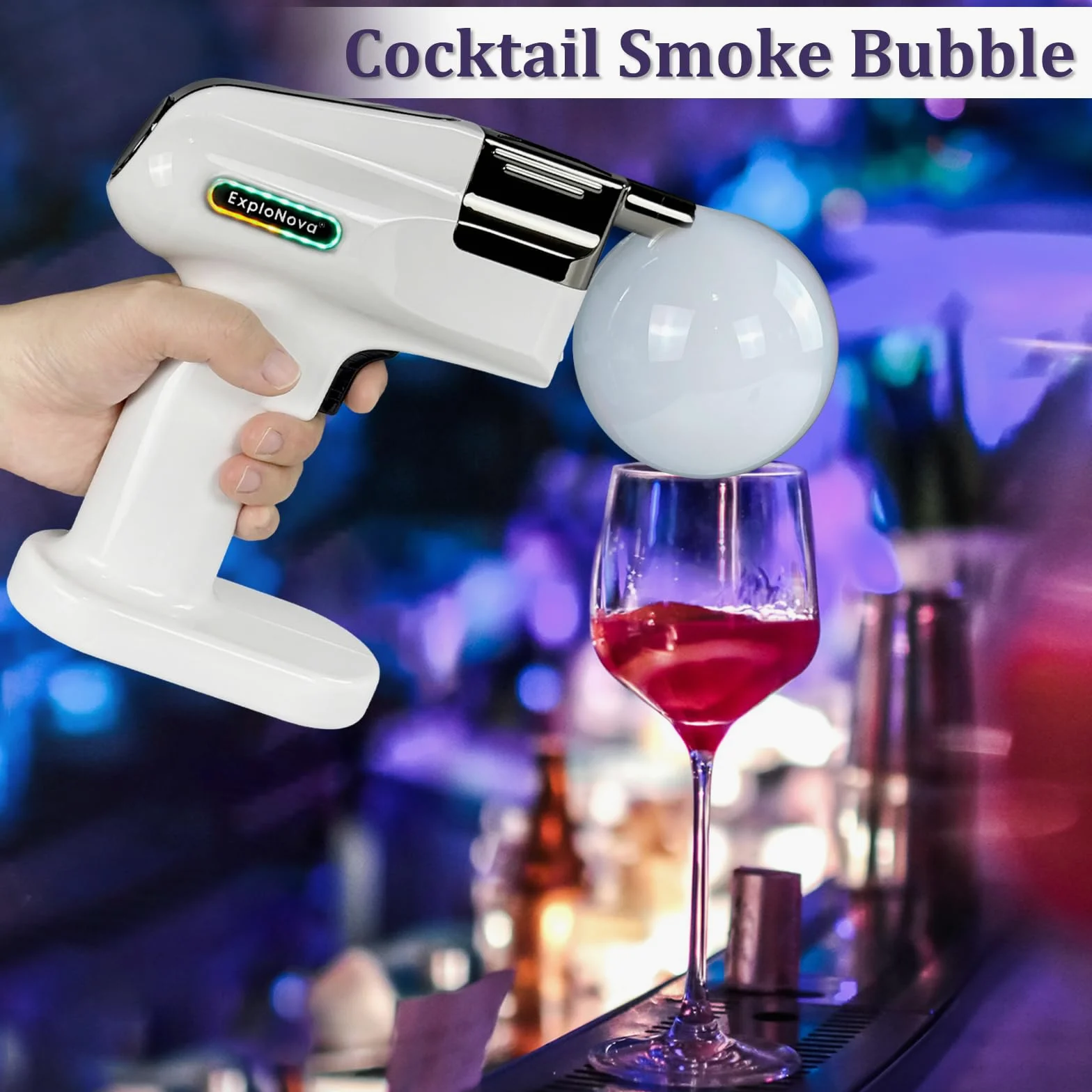 Aroma Blaster 2 Kit con 5 Pods Aroma Bolla commestibile Cocktail Bubble Smoke Gun, Whiskey Smoker Kit, perfetto per bar, feste e casa, ottimo regalo per padre e marito - Bianco