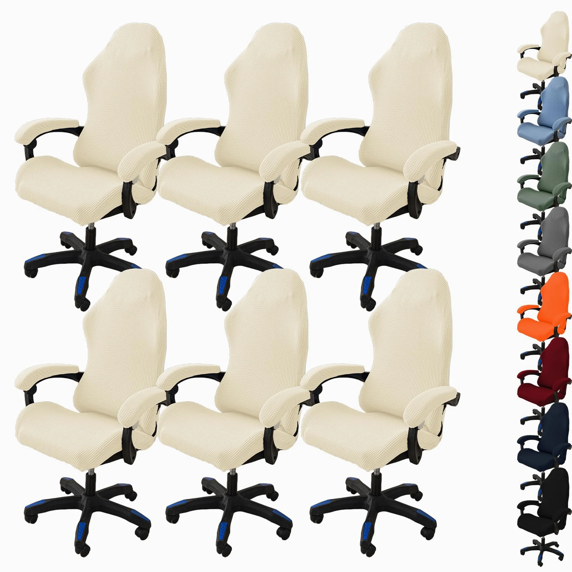 Set di 6 coprisedie elastiche da ufficio, con braccioli, per sedie rotanti, perfette per giochi e uso domestico