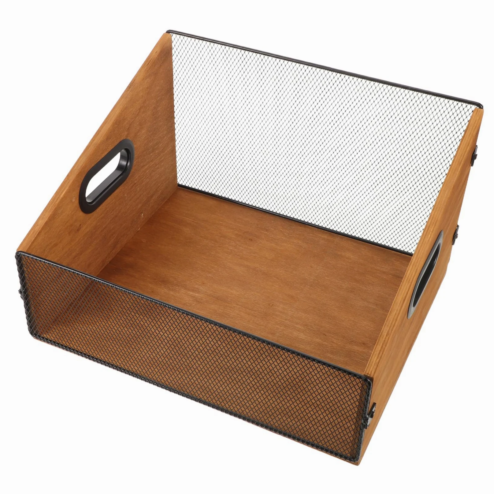 Scatola Porta Dischi in Legno con Manici Ergonomici Organizer per Vinili e Album Fotografici Cassa Rustica Robusta per Archivio Media e Libri