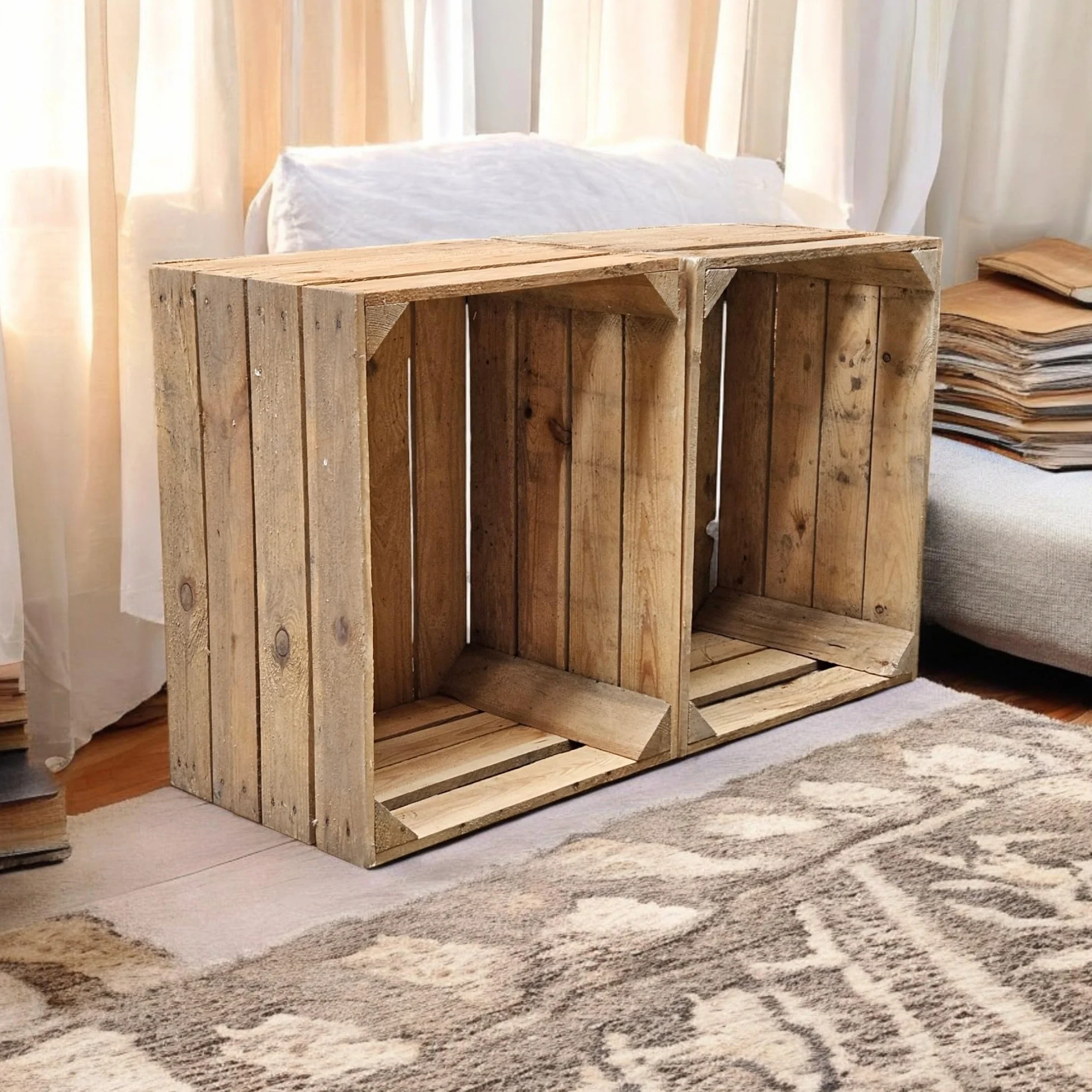 Teramico Casse di Legno Casse di Frutta Vintage 50 x 40 x 30 cm -Offerte Set-Solido e Stabile (Set di 4)