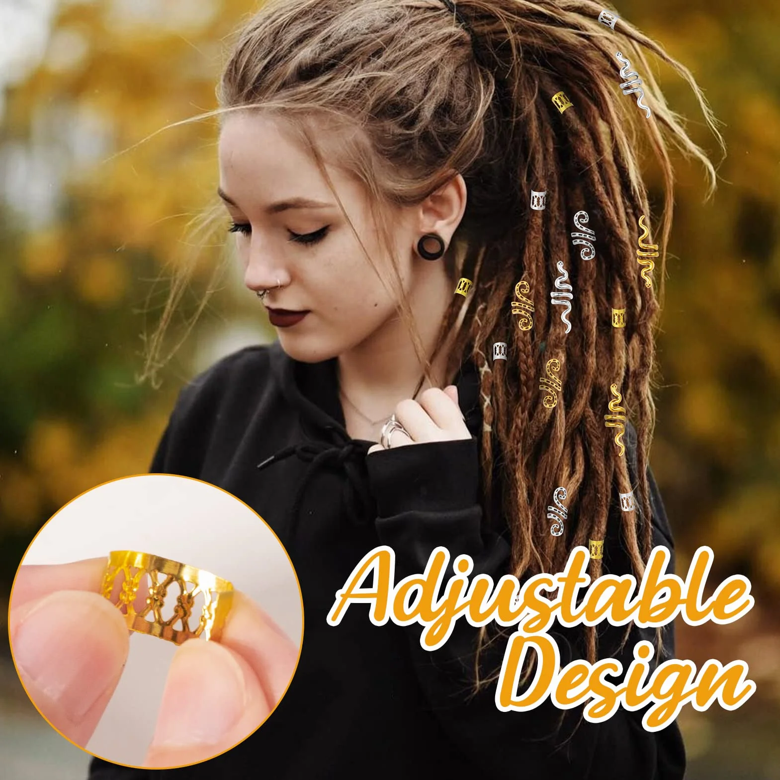 Pezzi Spirale Anelli per Capelli Trecce, Accessori per Treccia in Lega, Perline Gioielli Capelli Vichingo