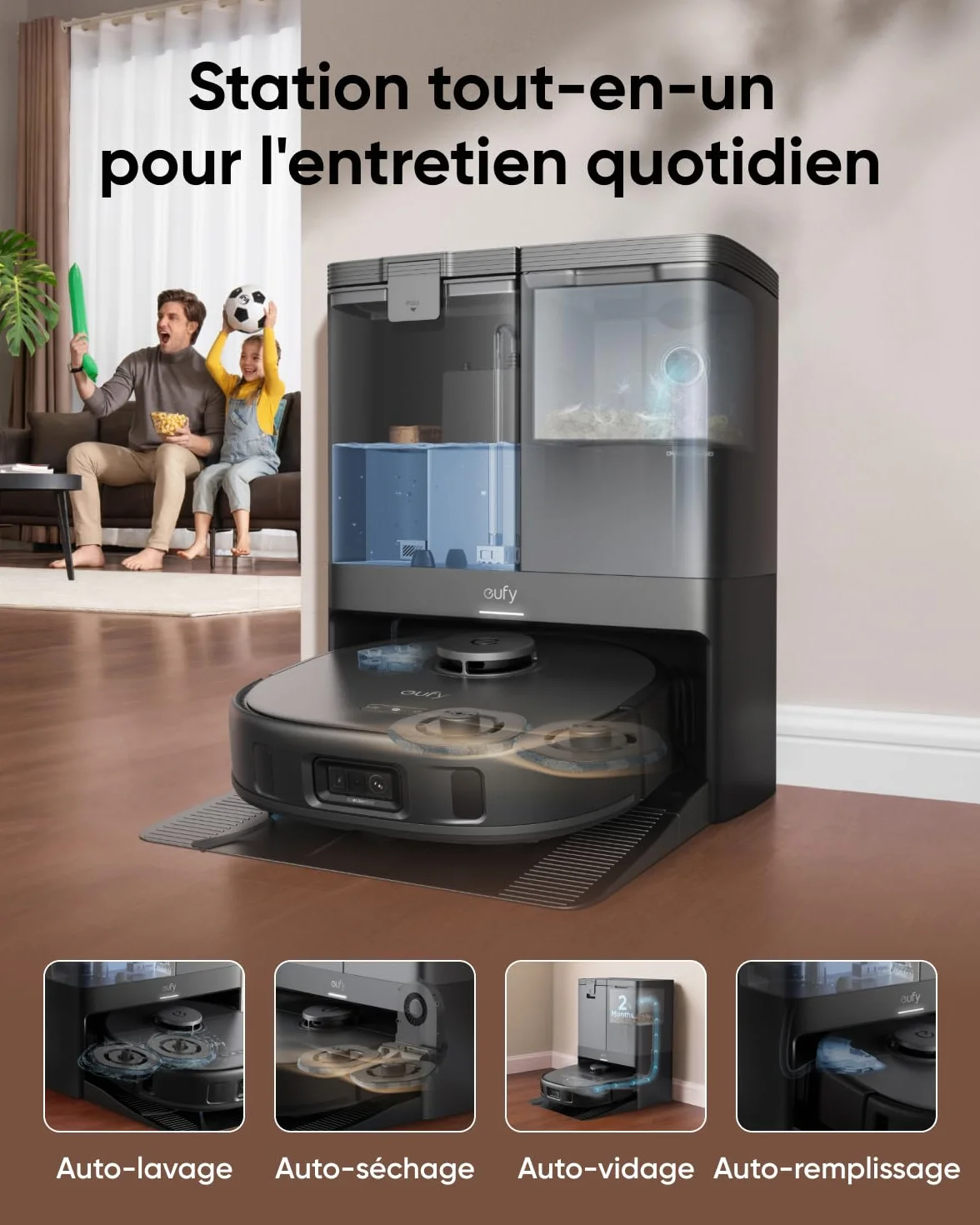 eufy Robot aspirapolvere Omni X10 Pro, 8.000 Pa, auto-svuotamento, 2 mop sollevamento, prevenzione ostacoli