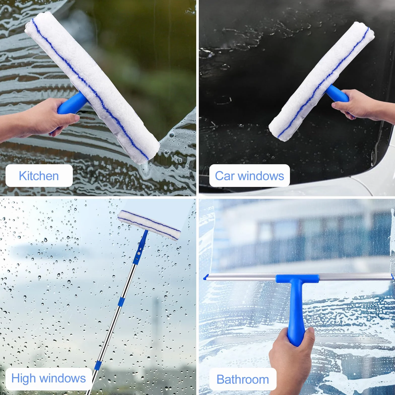 Tergivetro Telescopico 120cm Spazzola Lavavetro con Prolunga Set Micro Lavavetri Flessibili