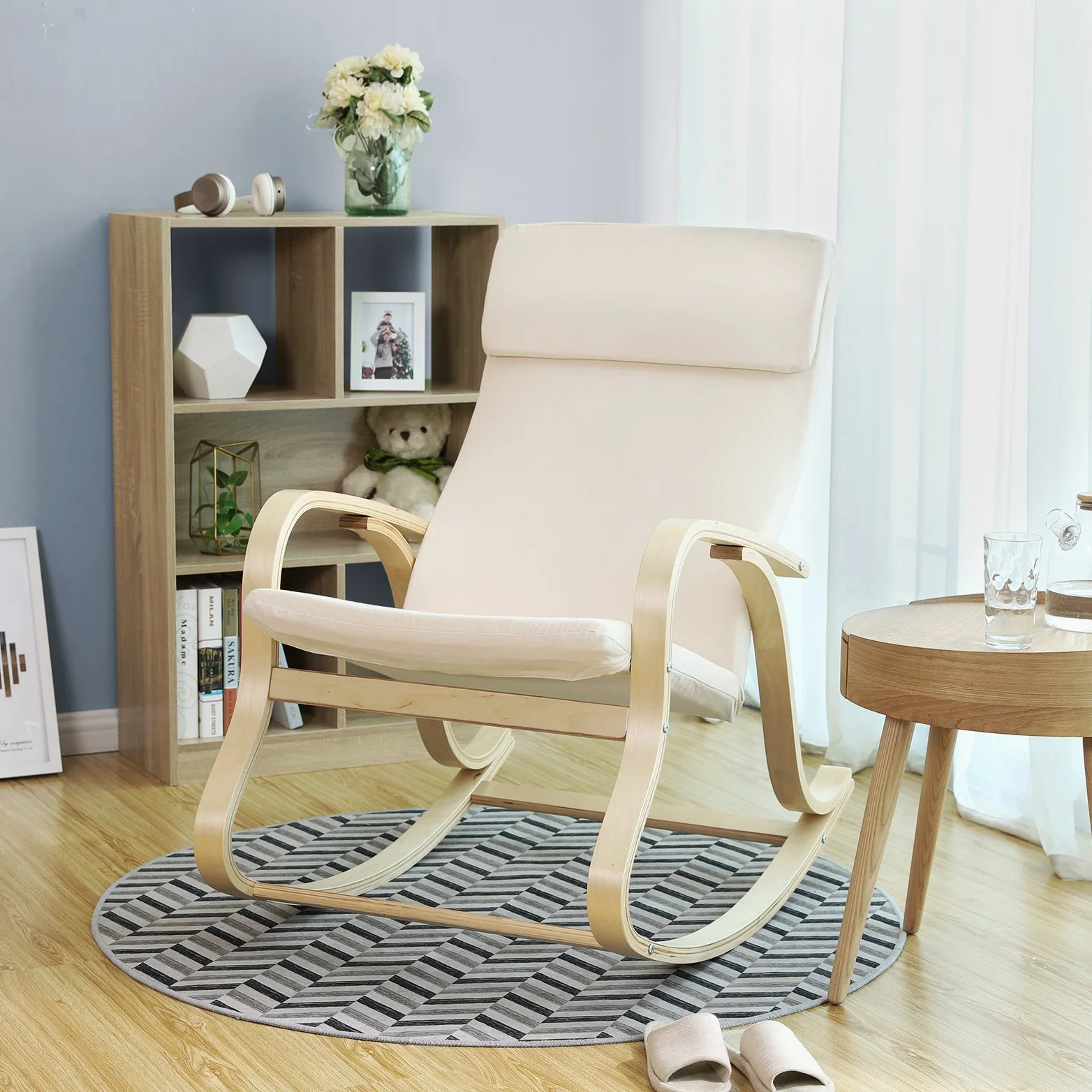 Songmics LYY30M Poltrona a Dondolo, Beige, 65 x 90 x 98 cm