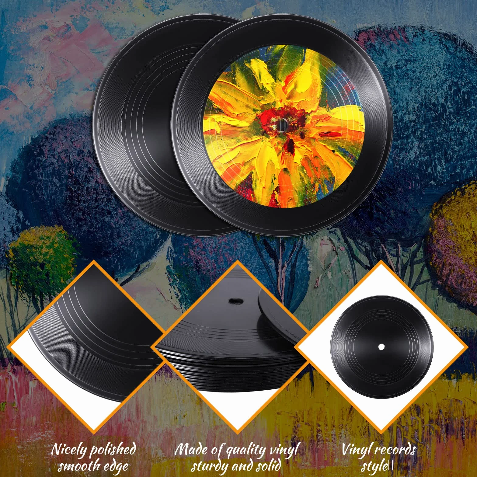 Dischi in vinile vuoti 17,8 cm nero per decorazione parete estetica indipendente