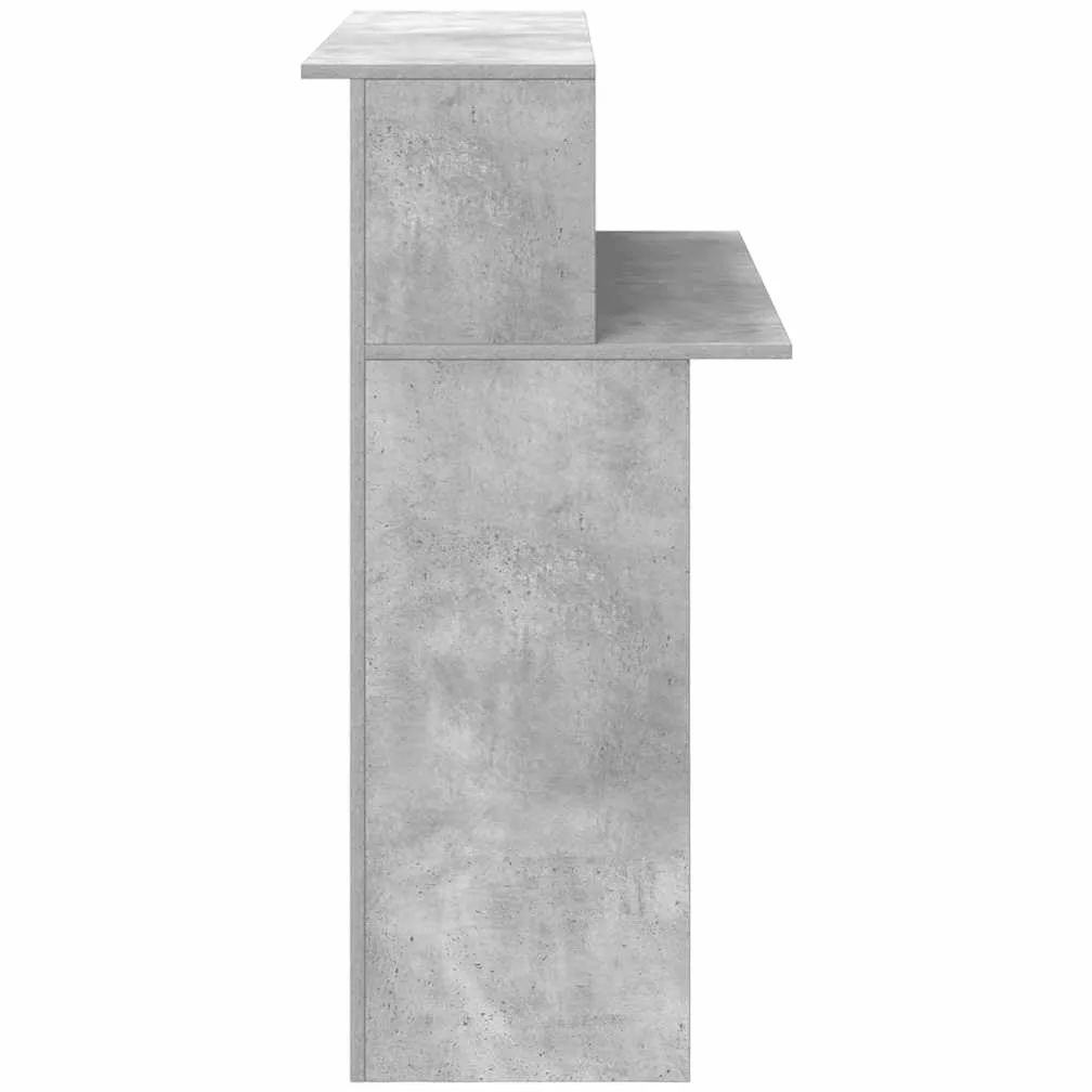 Bancone da ricevimento, in legno grigio cemento, 100 x 50 x 103,5 cm, con spazio e ripiano, scrivania versatile per ufficio, reception, postazione di lavoro e home office, struttura stabile con