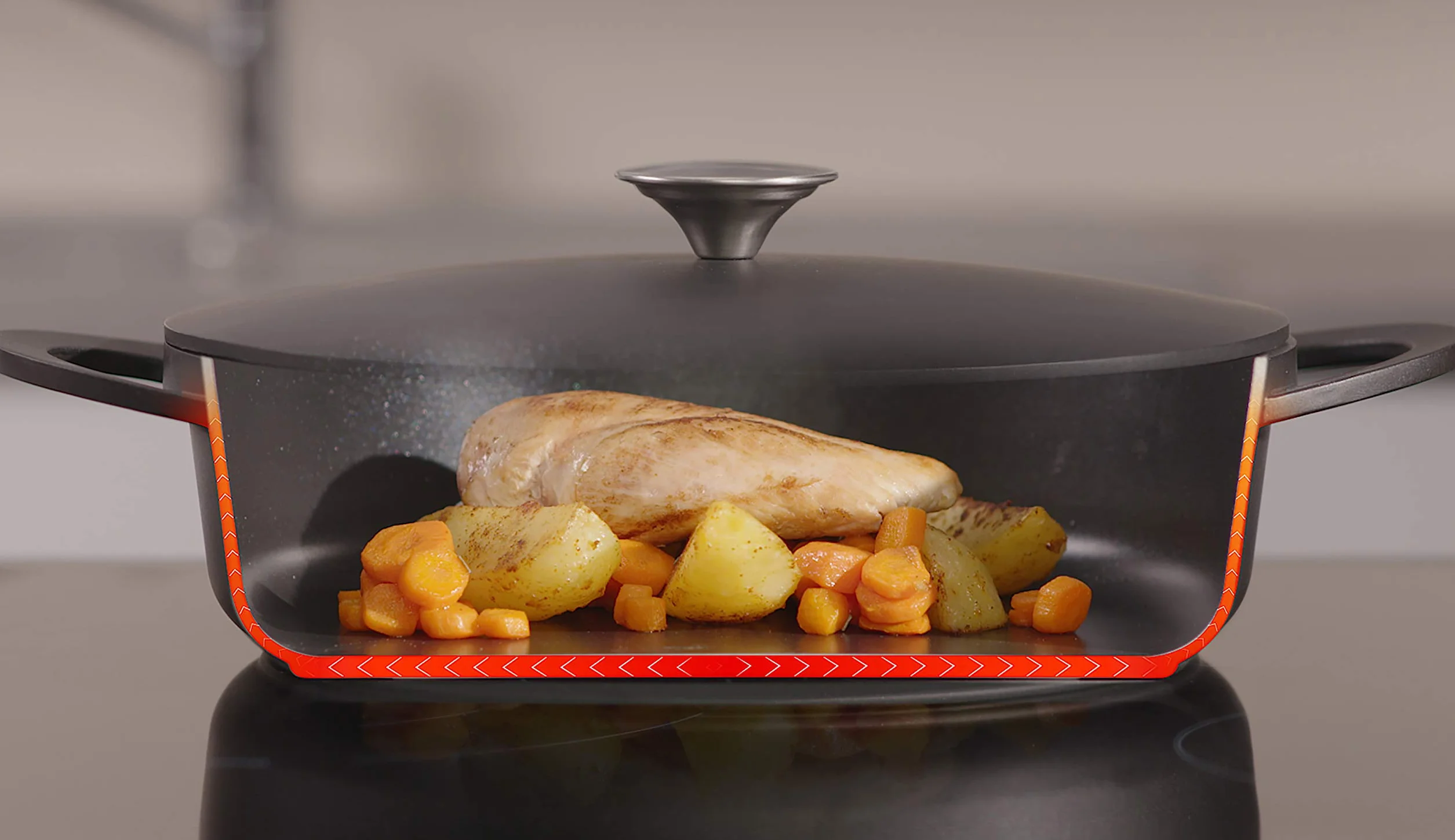 Tefal Trattoria E21872 Padella con Coperchio in ghisa, Alluminio, Nero