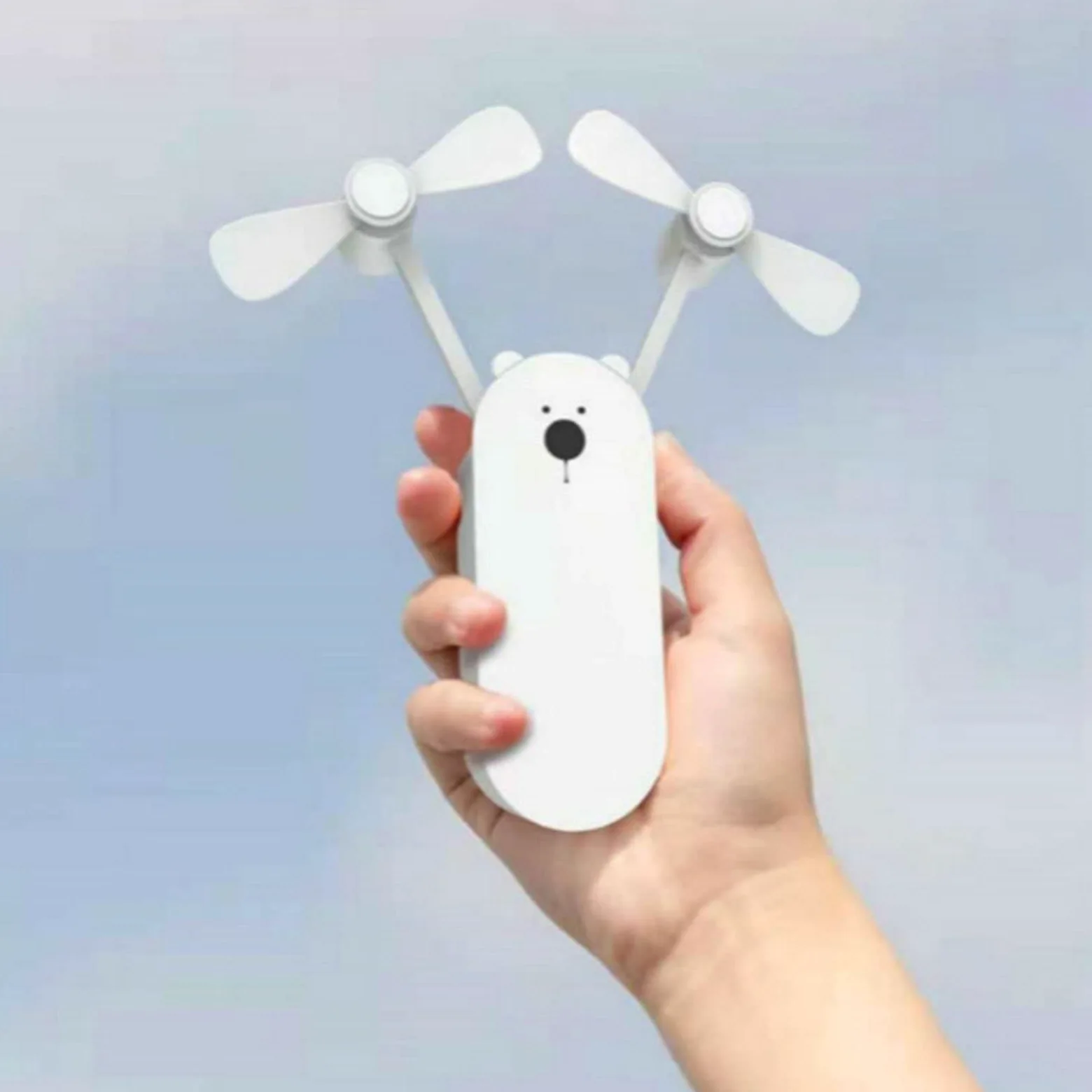 Doppio ventilatore portatile ricaricabile – Ventilatore USB portatile pieghevole per viaggi, attività all'aperto, uso personale – Design compatto e leggero per comodità