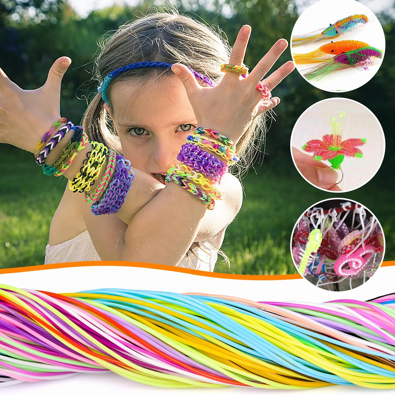 AOKITO 200 Scooby Doo Fili 20 Colori - Kit Creativo con Portachiavi e Ganci per Braccialetti