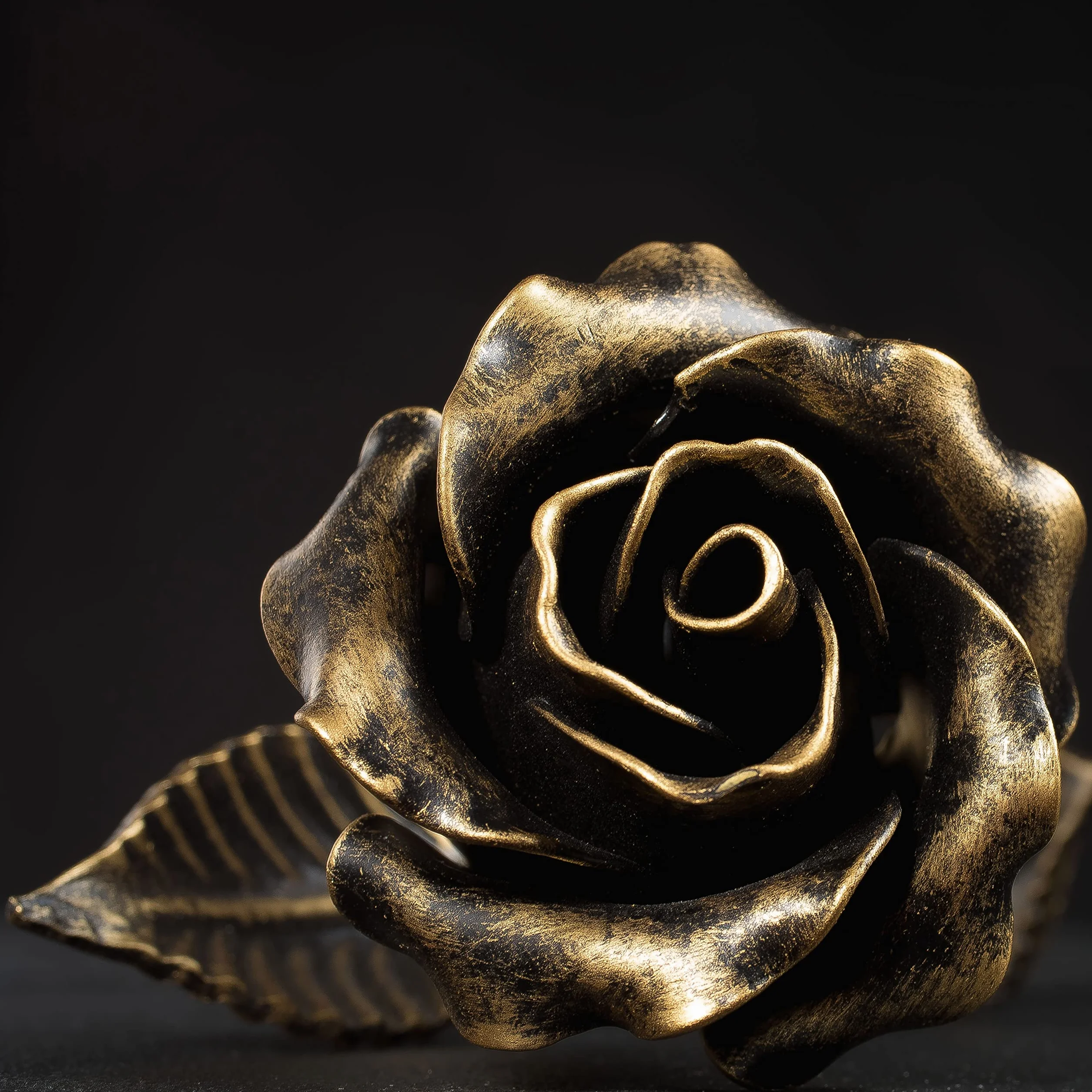 Fatto a Mano Rosa Eterna Ferro Battuto Oro Dono Speciale