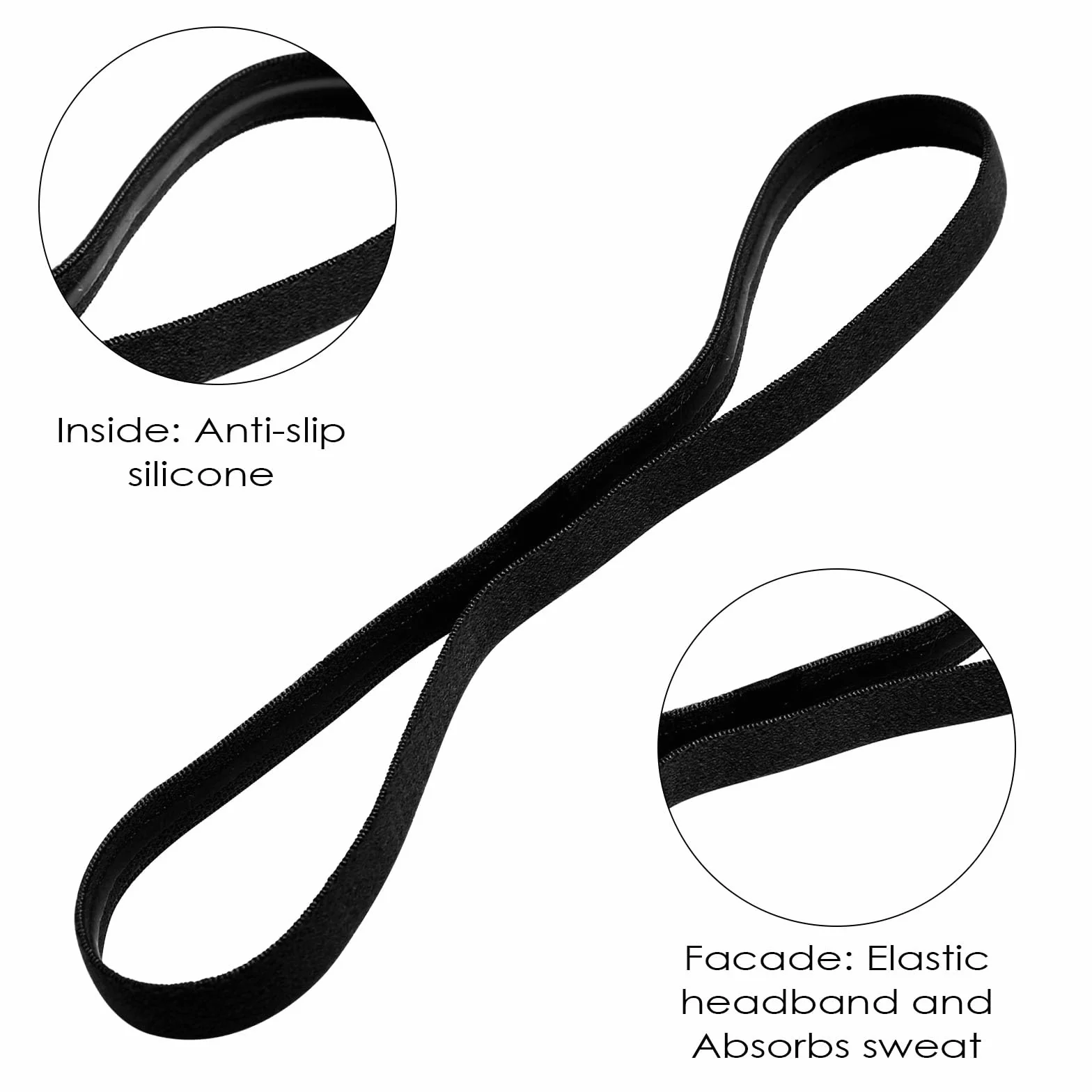 Fascia Capelli Sportiva 10 Pezzi Antiscivolo Elastico Donna Uomo per Jogging Running Calcio Yoga Allenamento