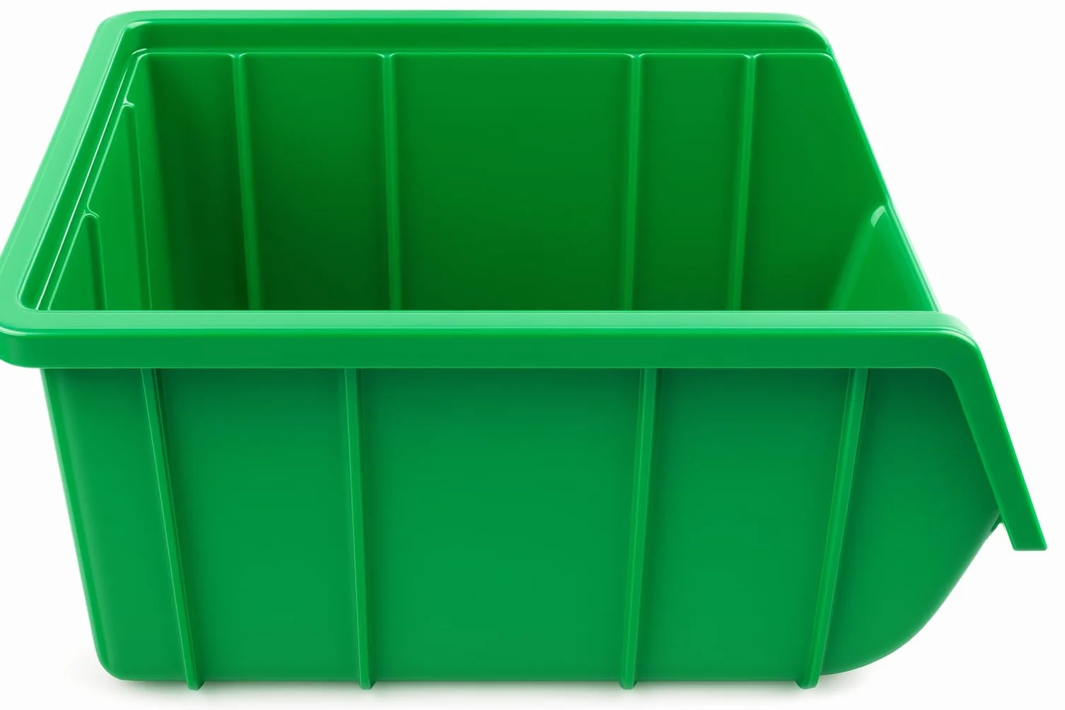 Cassetta Contenitore a Bocca di Lupo cm in Plastica, Impilabile e Sovrapponibile, per Magazzino, Minuteria, Viti, Accessori e Montature Occhiali - Contenitori (2, Verde, 33x22x16cm)