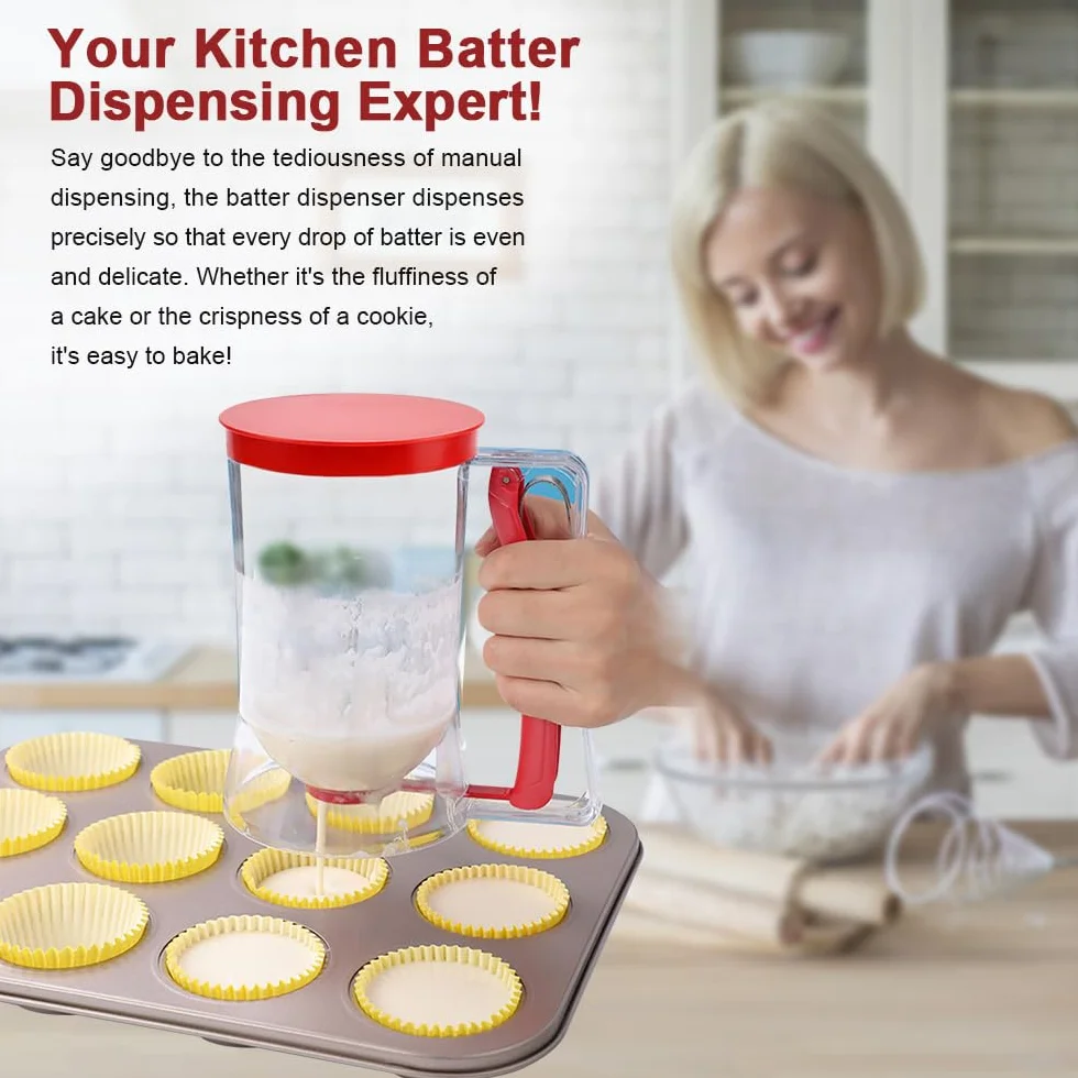 Dispenser per Pastella per Pancake 900ml Dosatore Manuale per Pancake Dispenser per Miscela per Pancake Dosatore per Pancake Plastica Dosatore per Impasti per Pancake Cupcake Torta e Waffle