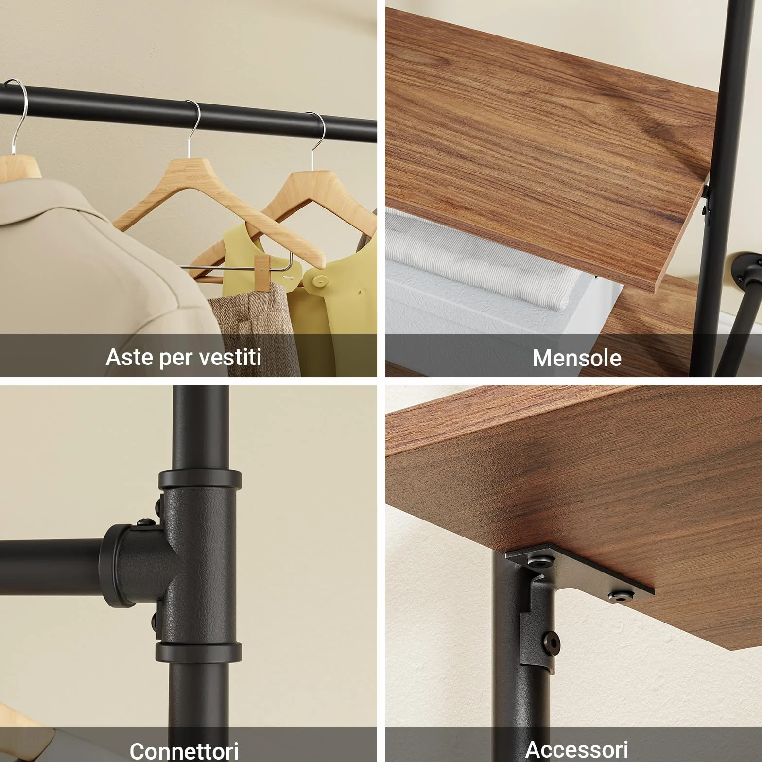 SoBuy Appendiabiti a Parete 45 kg 91,5x48x220 cm MDF Nero KLS20-SCH