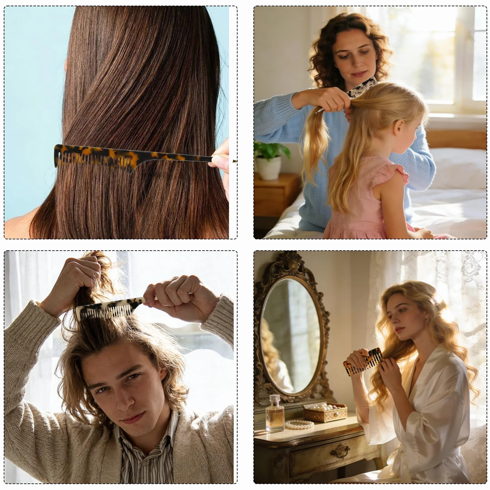Pettini per capelli in tartaruga a coda di topo per styling e volume alle radici