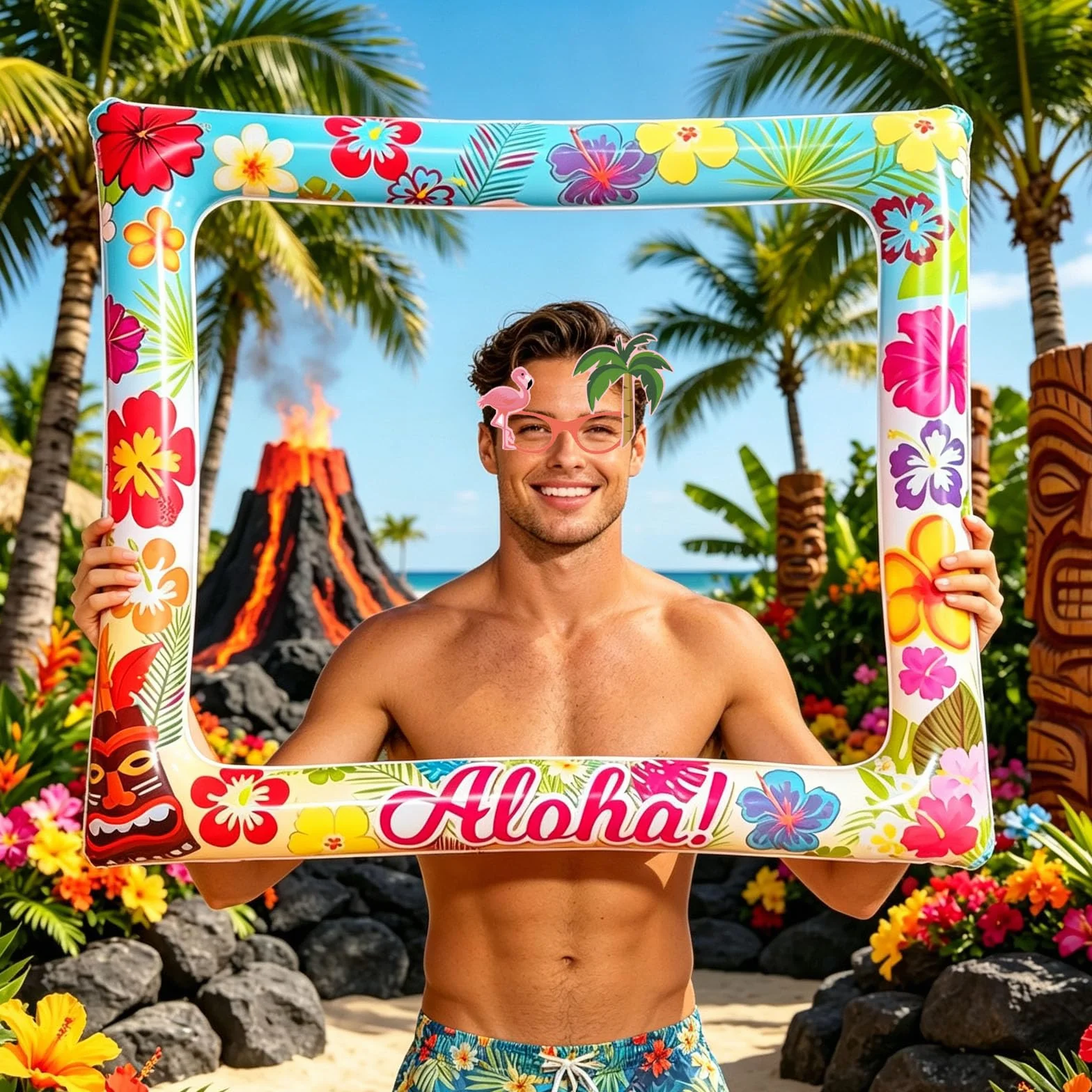 Hawaii Foto Props Gonfiabile Cornice Selfie Luau Photo Booth Accessori Hawaiana