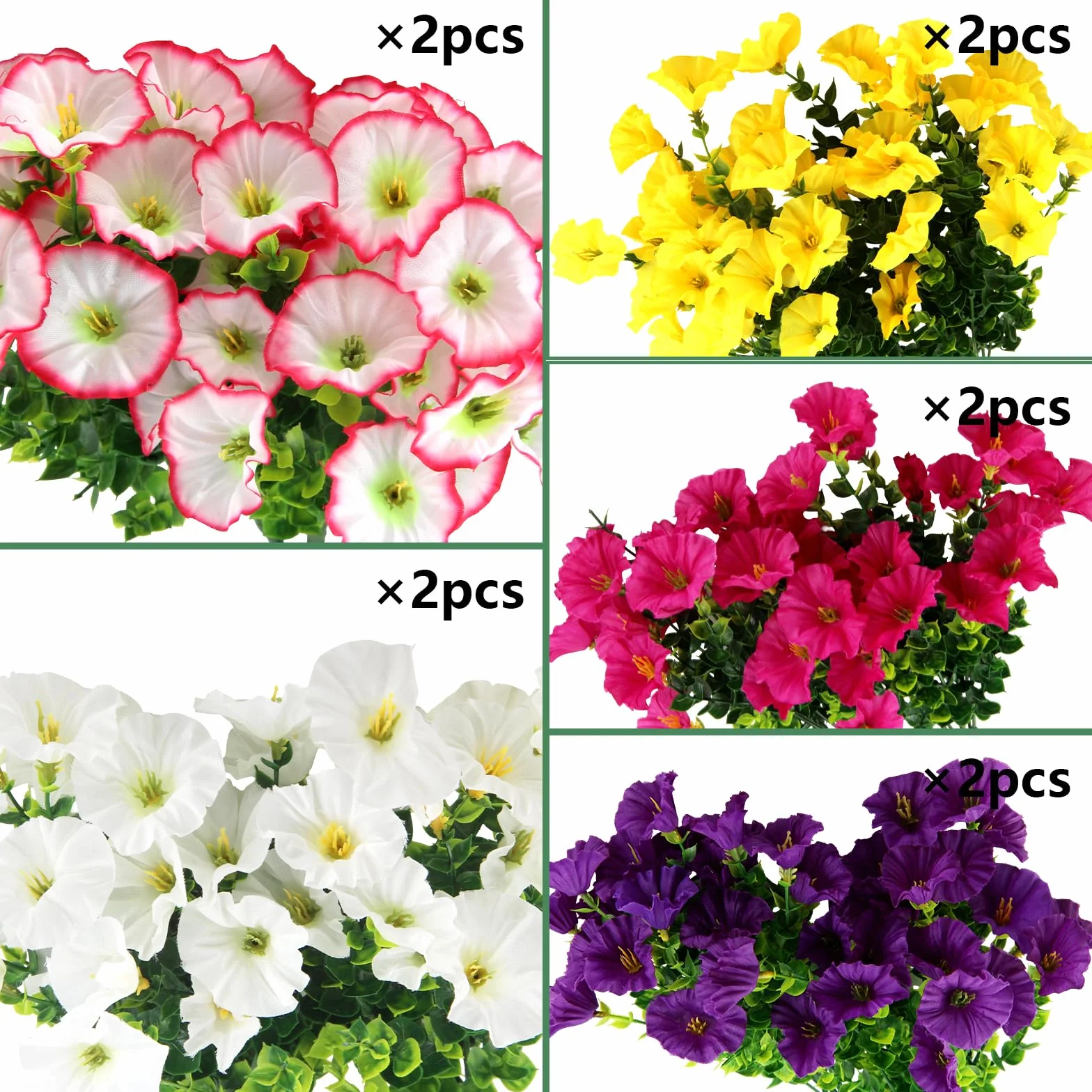 Fiori Finti da Esterno Petunie Artificiali Protezione UV Mazzi 10 Decorazione Giardino