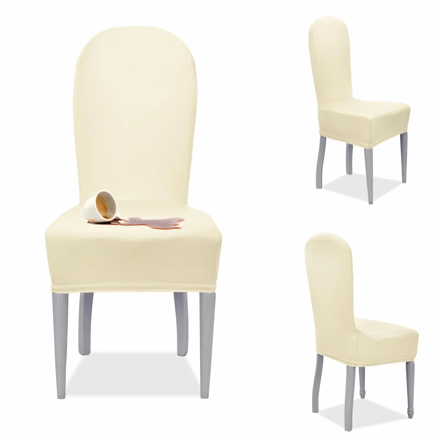 Coprisedia Antimacchia con Schienale Tondo Banzaii - 6 Pezzi Panna Made in Italy