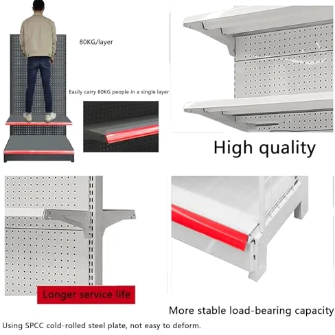 Scaffale a gondola per vendita al dettaglio, espositore versatile per supermercati, negozi di alimentari, negozi di liquori e uffici, robusti ripiani bianchi (90 x 80 x 135 cm) per una visibilità