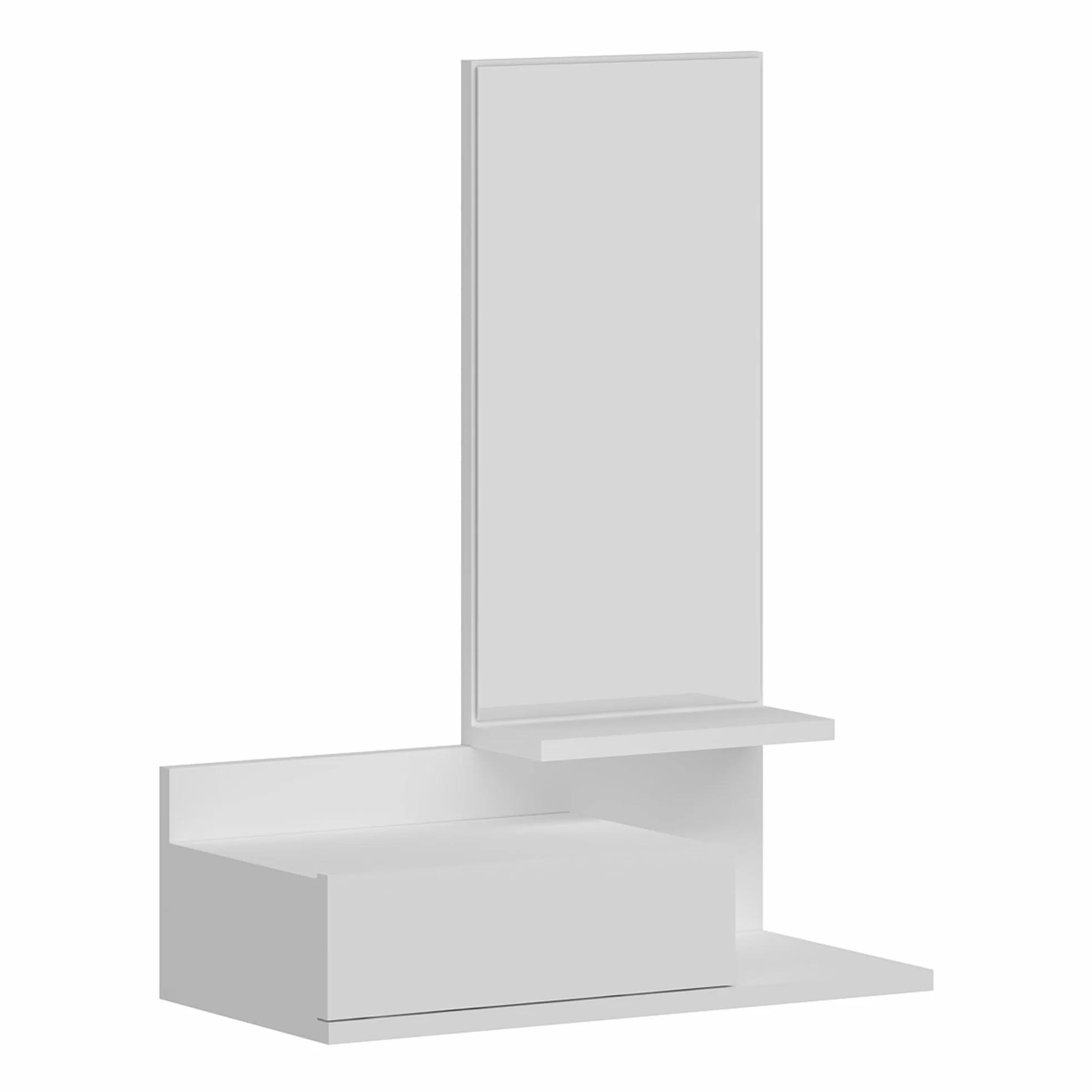 [en.casa] Mensola da Parete con Cassetto e Specchio (A x L x P) 80 x 60 x 30 cm Mobile da Ingresso - Bianco