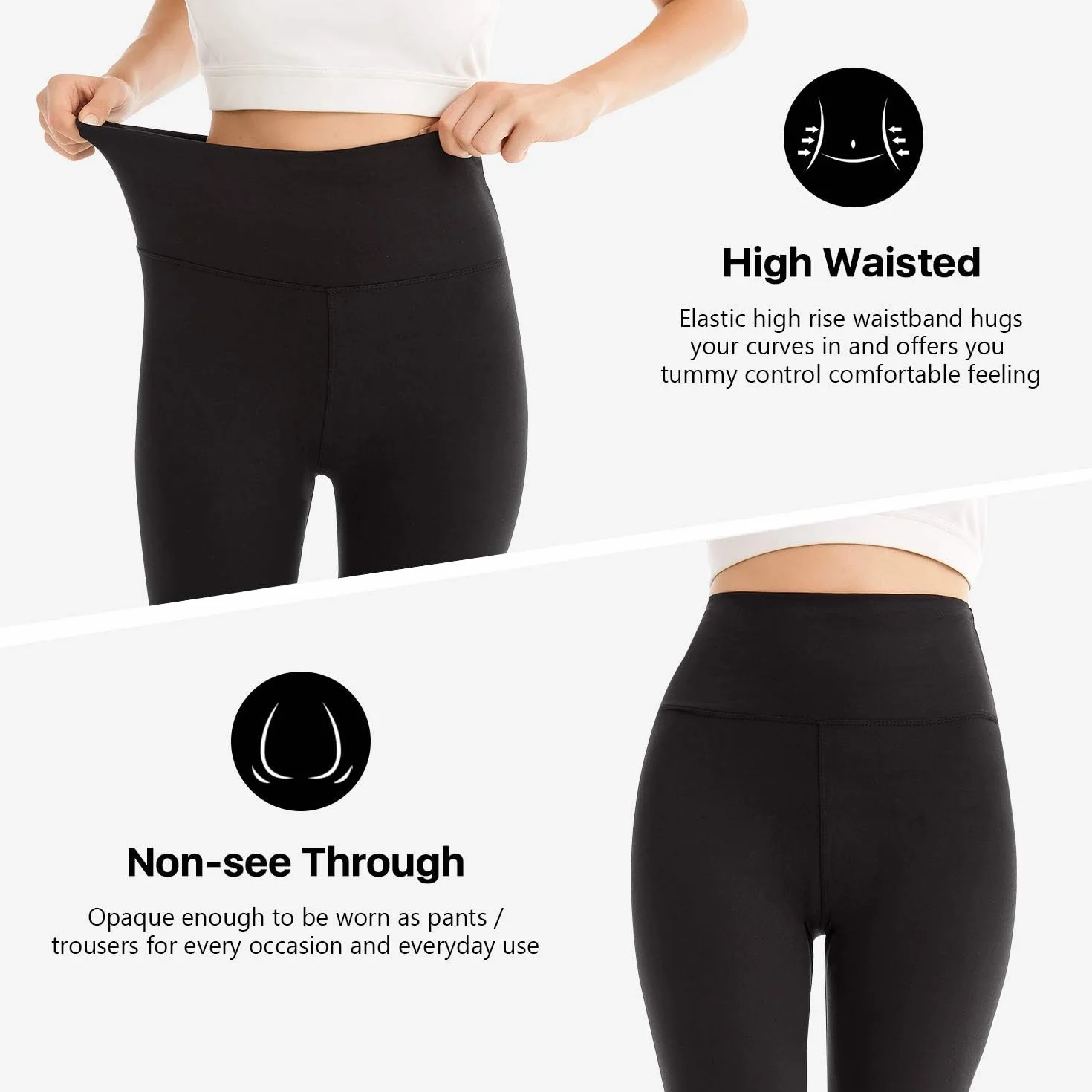 SINOPHANT 3/4 Leggings Donna Vita Alta Elasticizzati Opachi Taglie Grandi Leggings 2 Pack