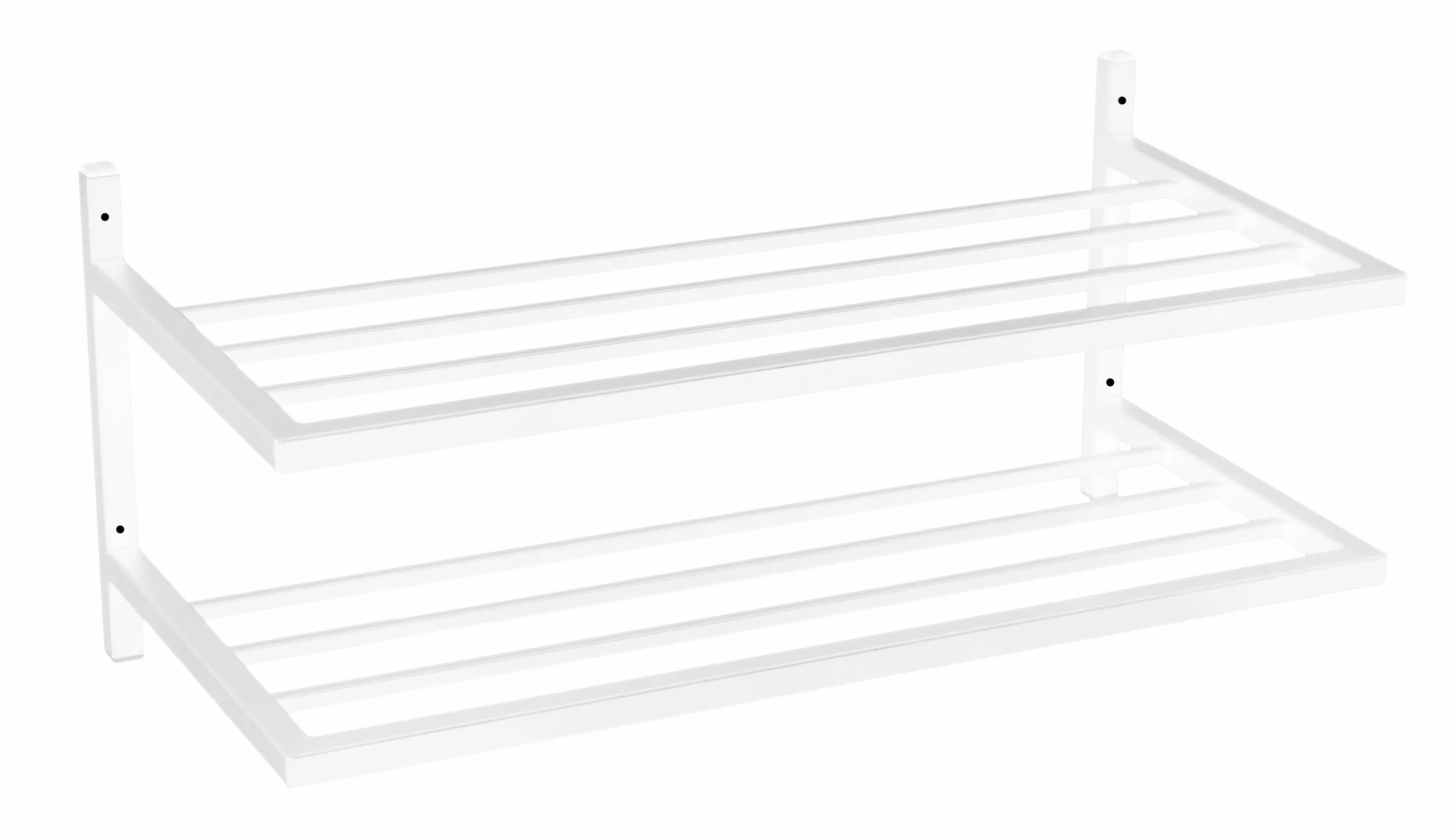 Scarpiera in Metallo - Scaffale a Parete - 70 x 33 x 31 cm - 2 Livelli, Montaggio a Parete - per Ingresso, Corridoio o Spogliatoio - SCARPE - Bianco