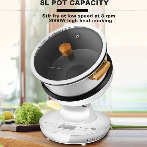 Macchina di cottura automatica 2000 W 8 l wok rotazione 360° fornello portatile