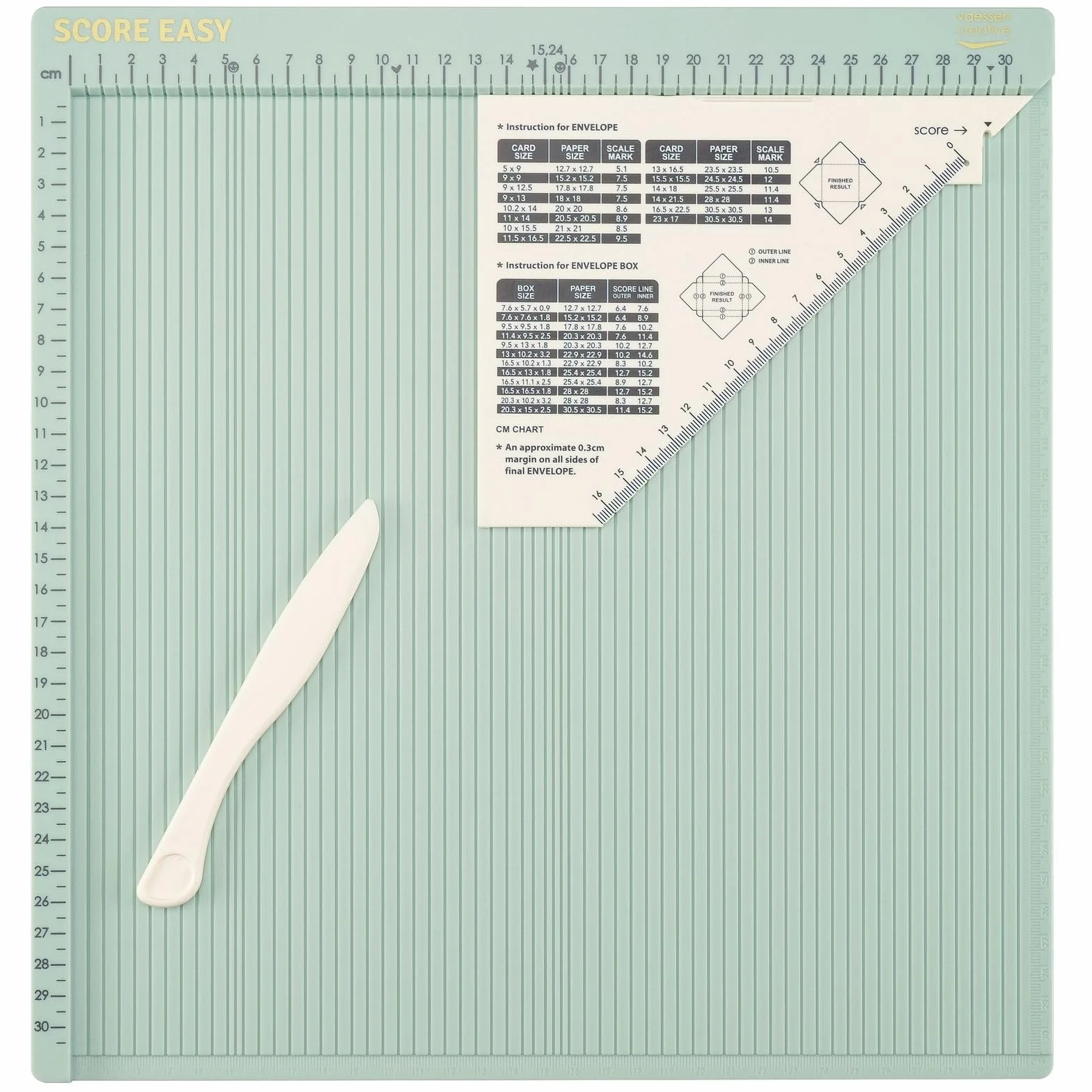Vaessen Creative Score Easy Tavola di Cordonatura Grande e Versatile Cm Menta