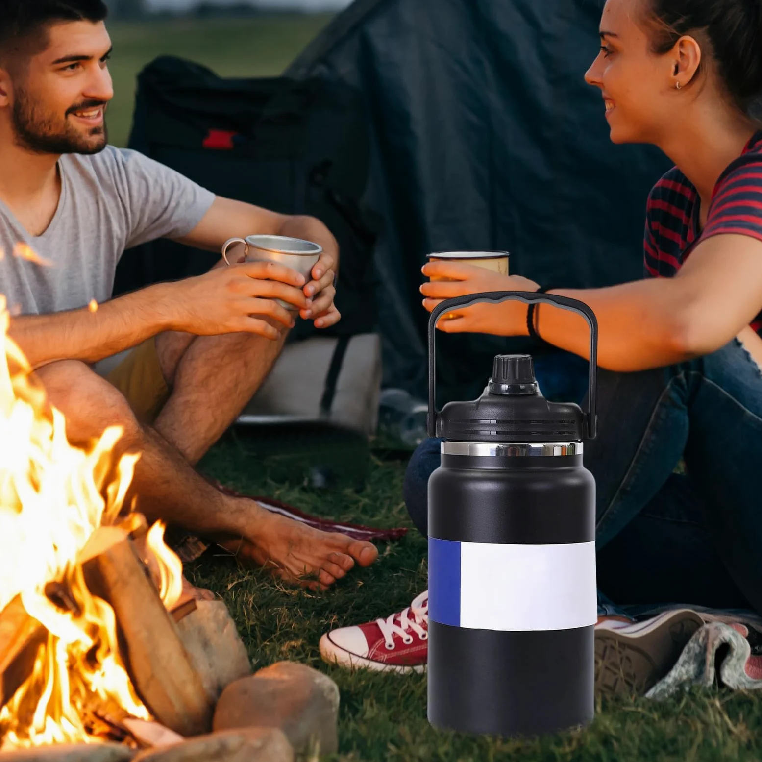 Borraccia termica sottovuoto, in acciaio inox, da 4 l, per palestra, escursionismo, scuola, viaggi, campeggio, ciclismo, sport, attività all'aperto