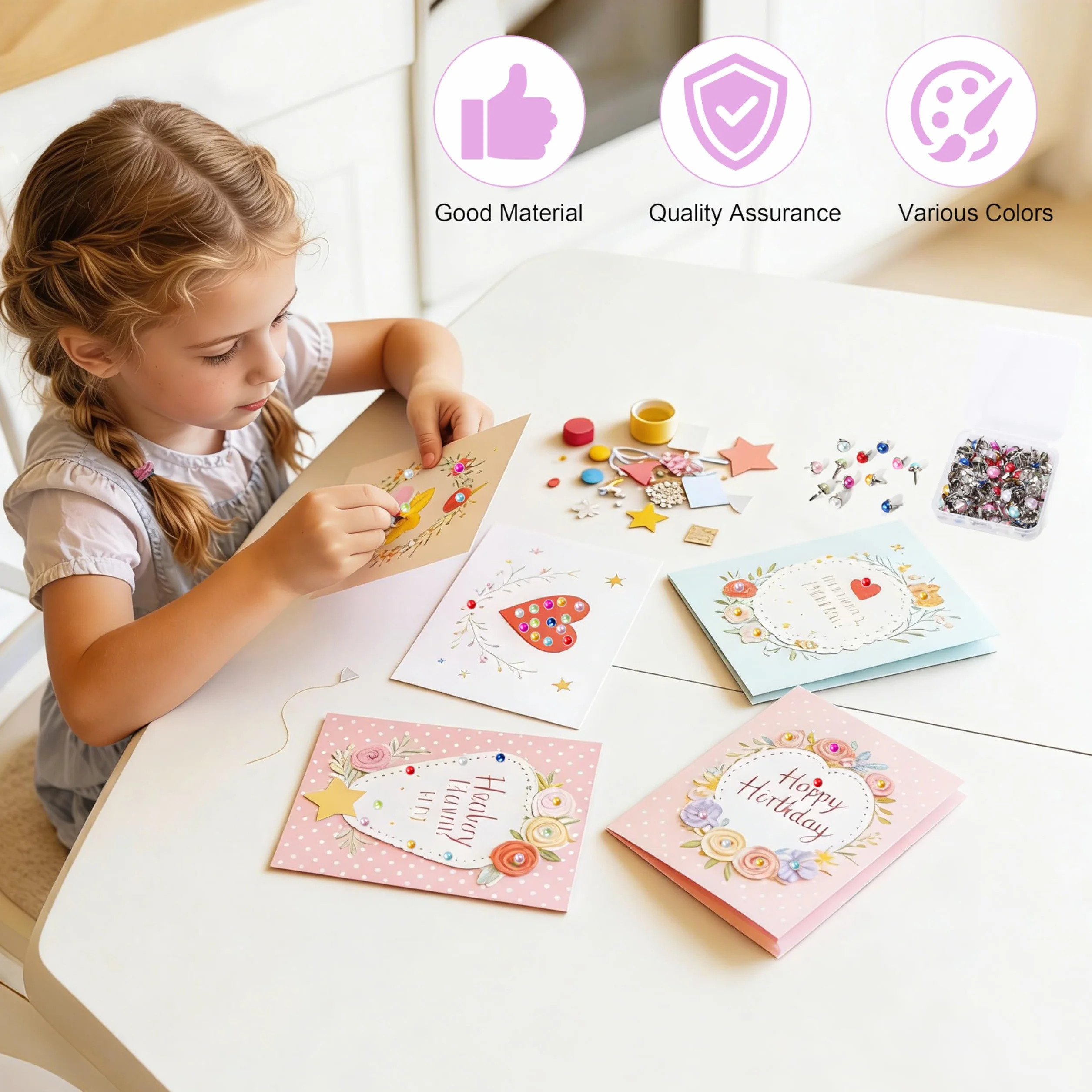 Fermacampioni 100 Pezzi Perni di Fissaggio Multicolore 9.5mm per Carta Scuola Ufficio Clip