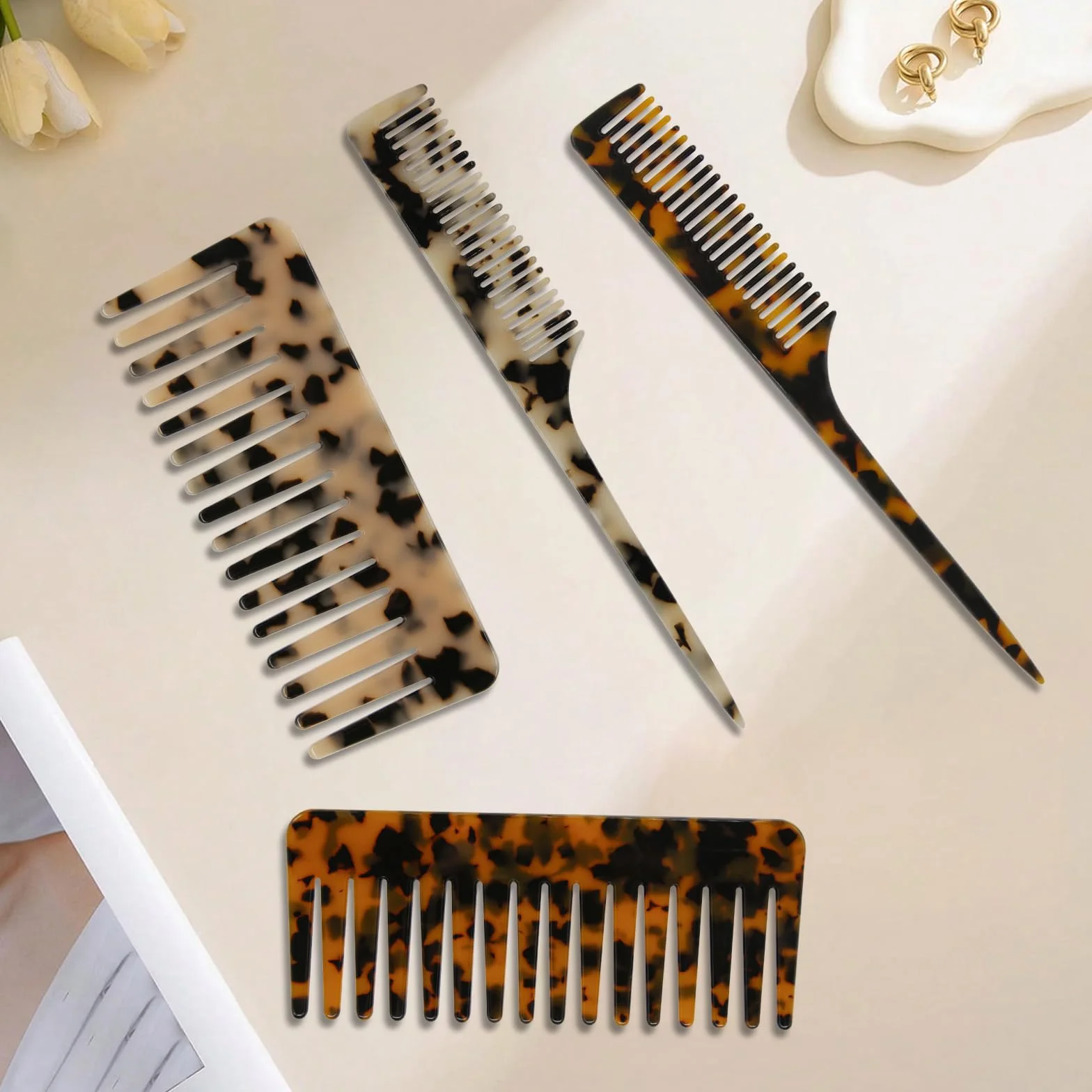 Pettini per capelli in tartaruga a coda di topo per styling e volume alle radici