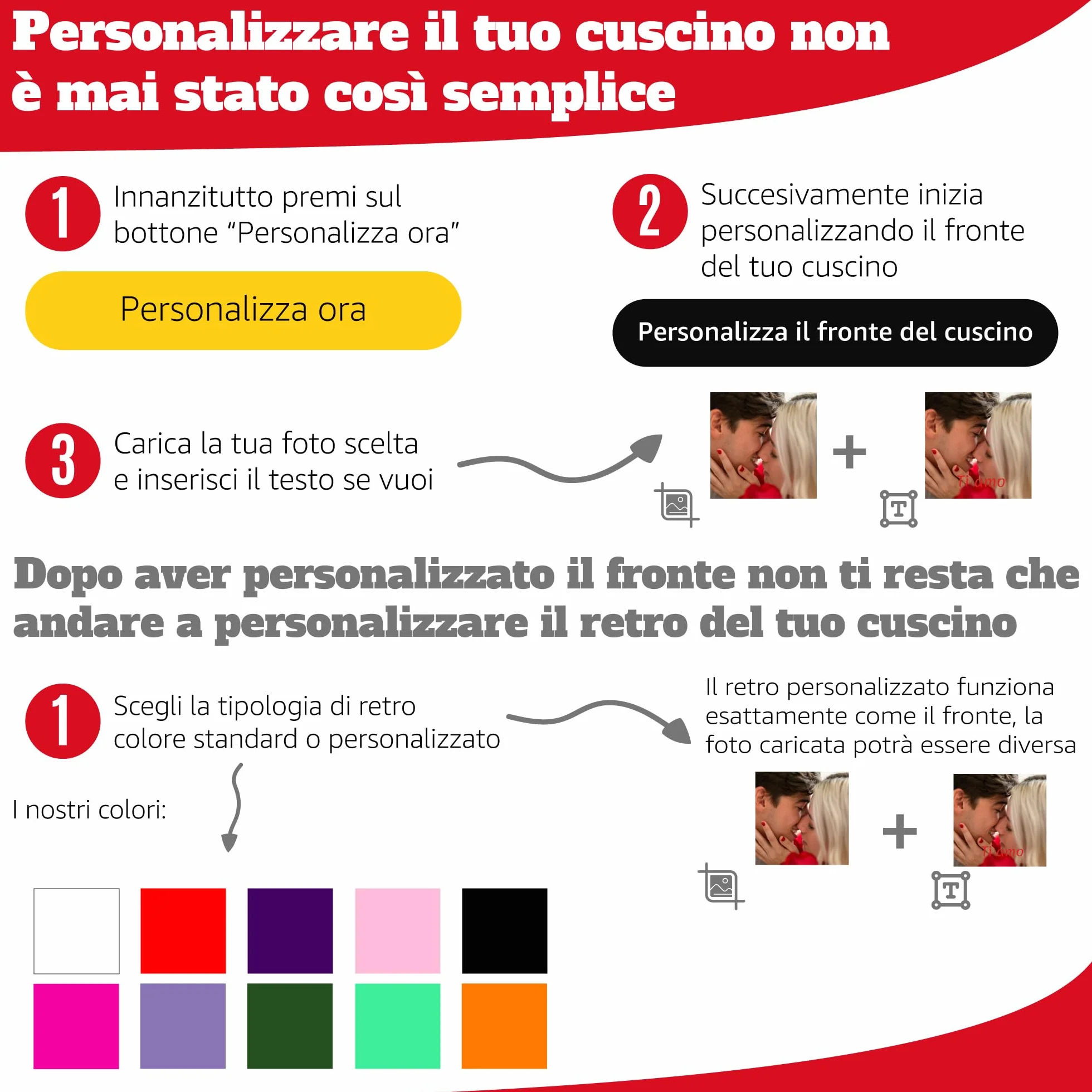 Cuscino Personalizzato con Foto e Testo 40x40 cm Stampa Fronte e Retro Imbottitura Inclusa Idea Regalo Uomo Donna Compleanno Made in Italy