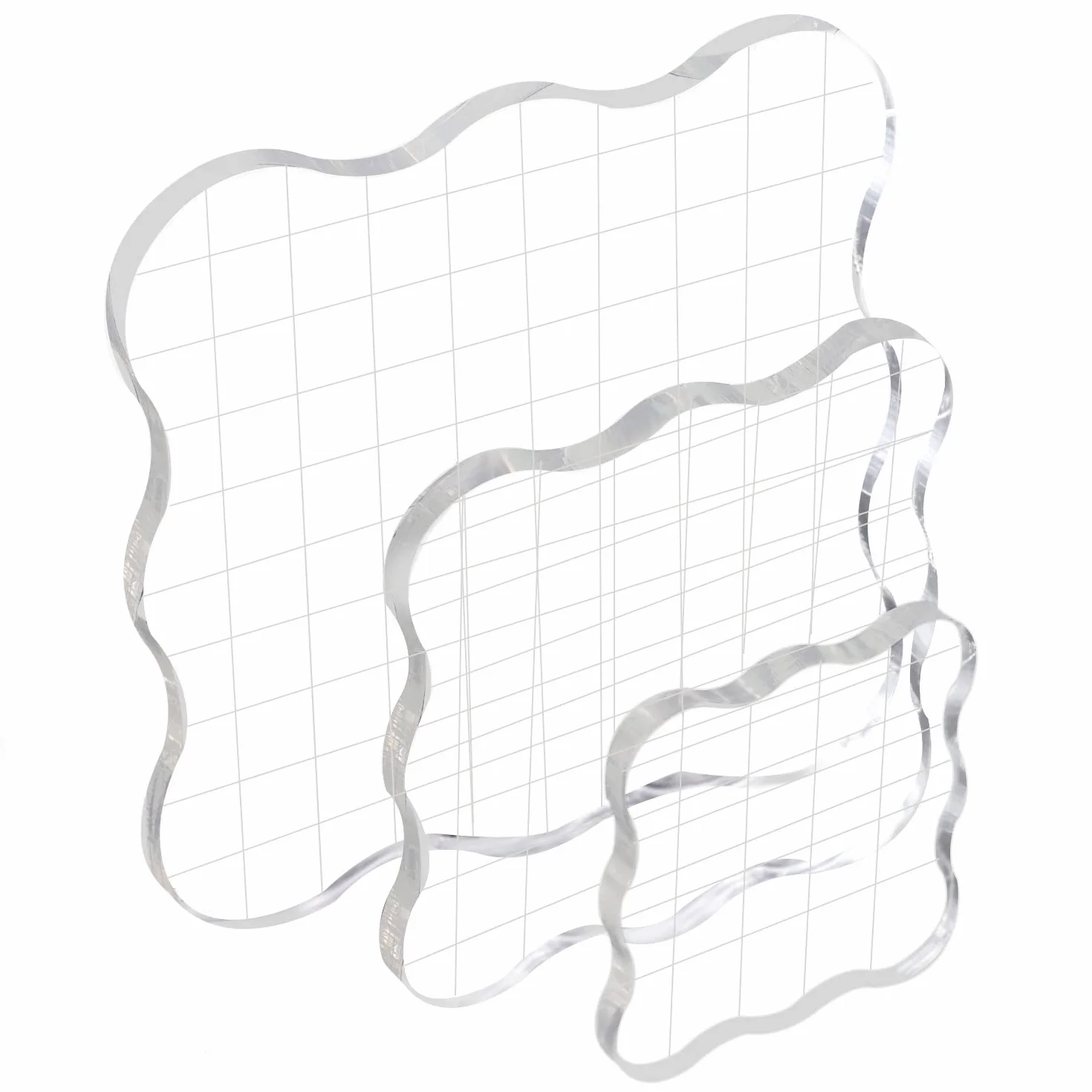 Set di 3 Blocchi per Timbri Trasparenti, Blocco Acrilico per Timbri con Griglia Timbri Trasparenti per Scrapbooking Album Fotografici Artigianato
