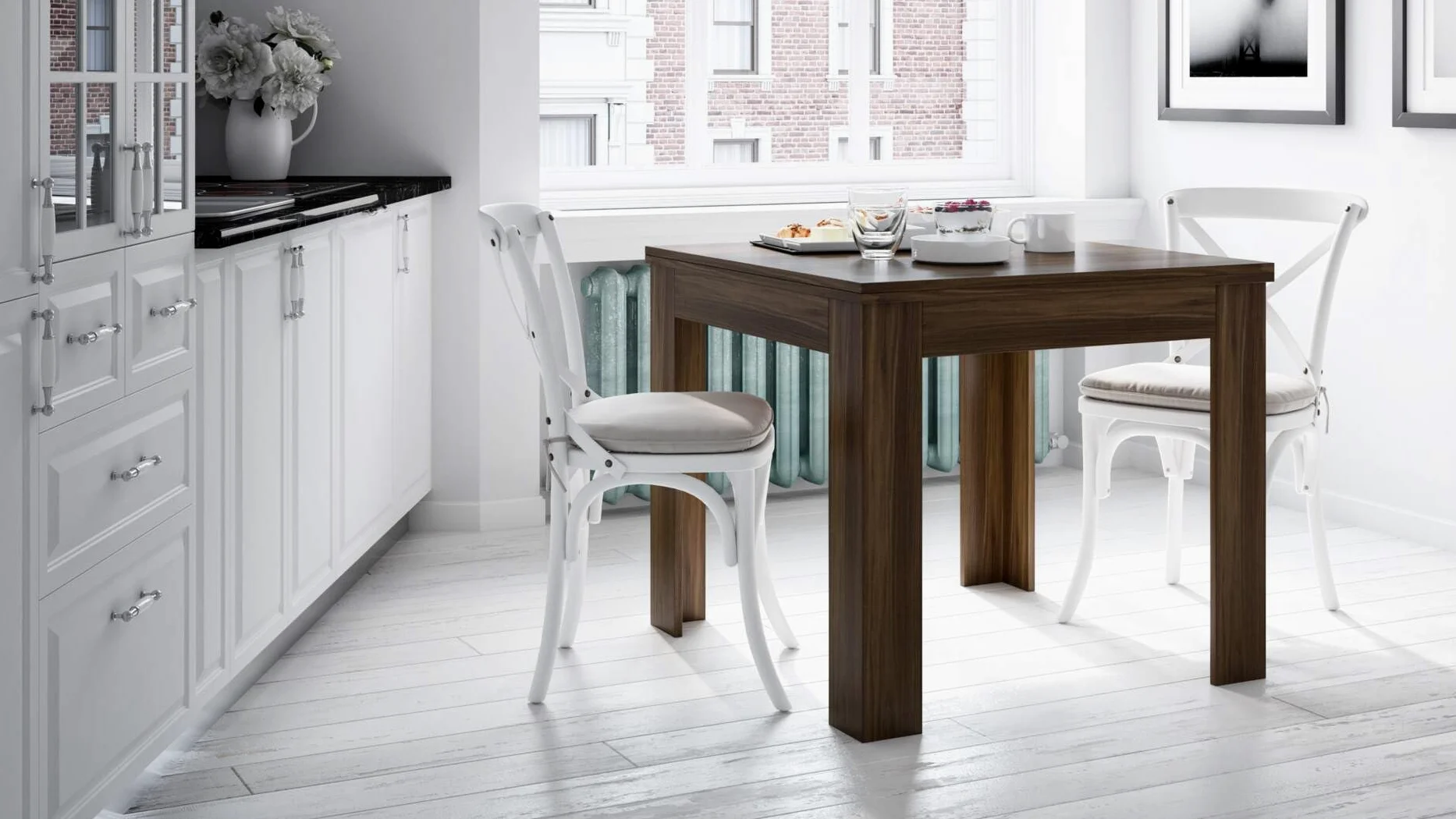 Mobili Fiver, Tavolo Quadrato Allungabile a libro Eldorado, 90x(180) x90 cm, Rovere Rustico, per 4-8 persone, Tavolo Cucina, Made in Italy