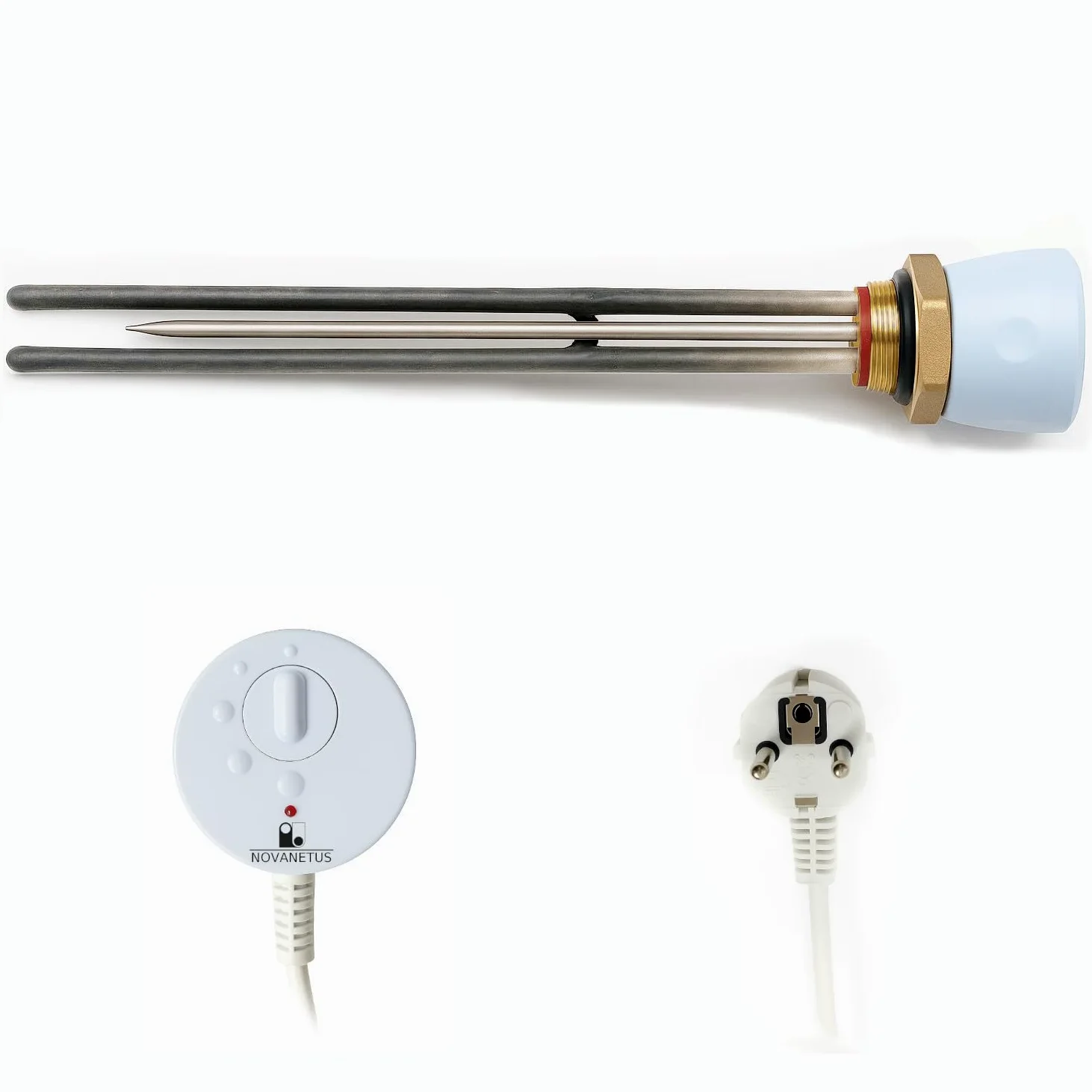 GEBN 5/4" 3kW 3000W 230V Riscaldatore ad Immersione Resistenza a Cartuccia per Caldaia Bollitore per Accumulo Acqua Calda INOX e Smaltato con Termostato