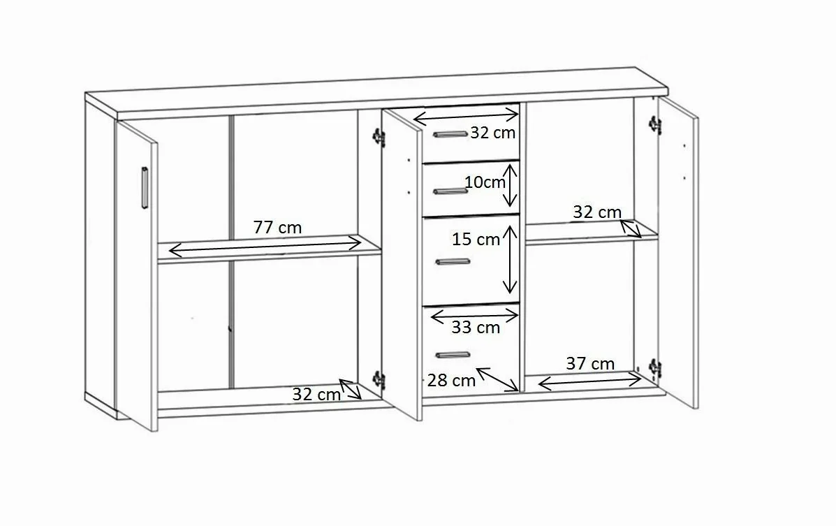 AVANTI TRENDSTORE Bea - Cassettiera/comó in Legno Laminato nella misura 160x84x35 cm, disponibile in diversi colori. Perfetto per soggiorni, ingressi o camere da letto