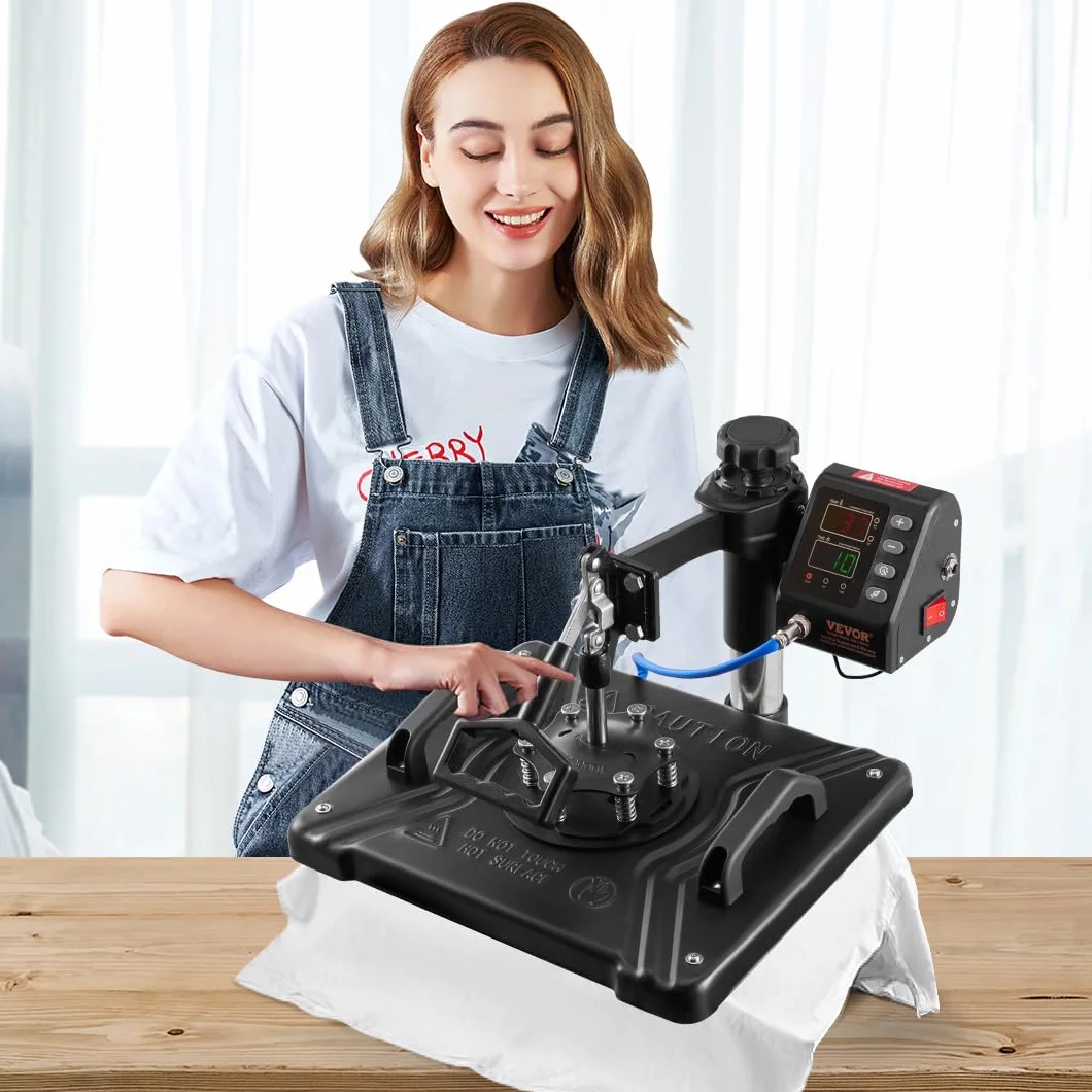 VEVOR 10 in 1 Pressa a Calore Multifunzionale, 30 x 38 cm Stampa a Trasferimento Rotante 360° Macchina di Sublimazione, Pressa Termica per T-shirt, Tazze, Nero