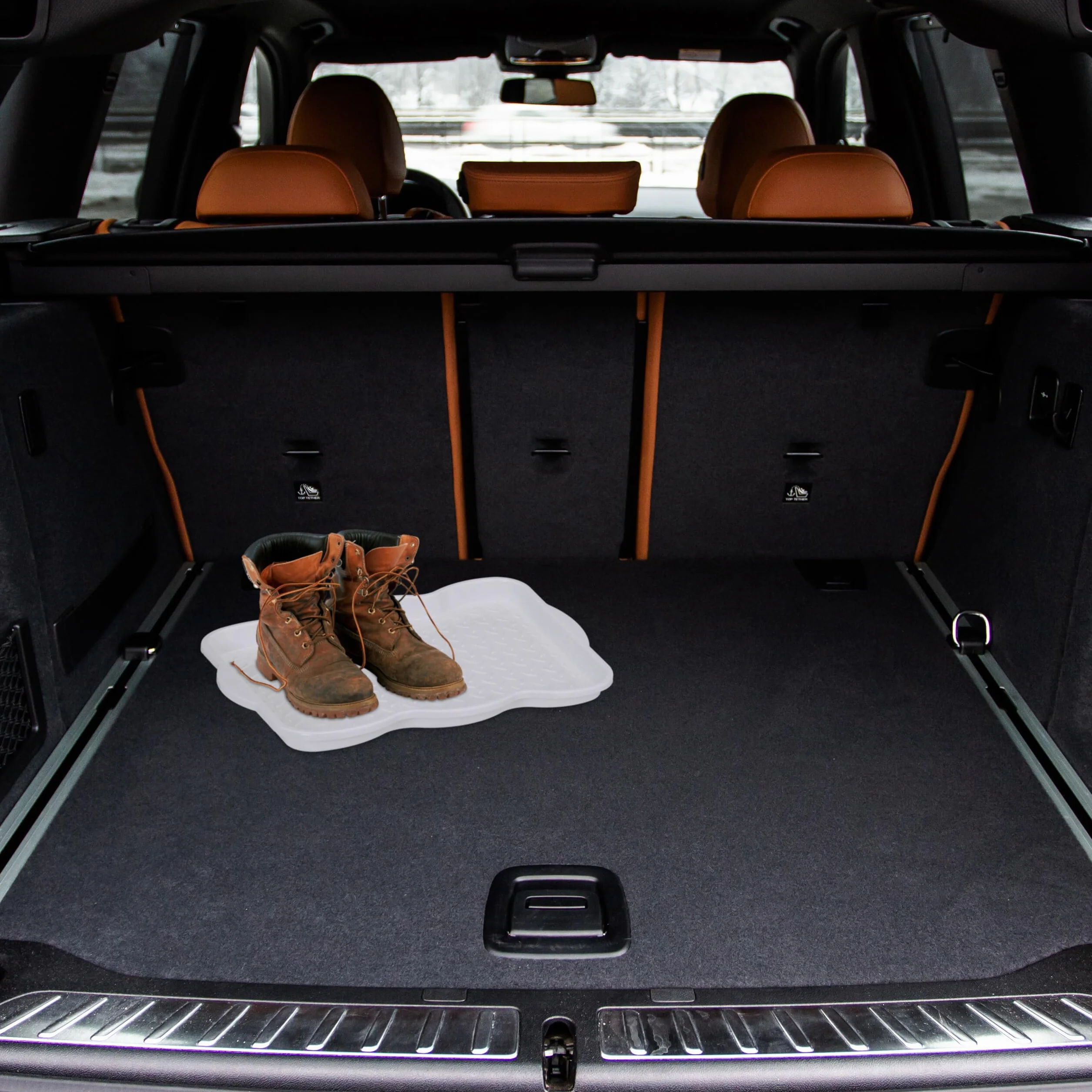 Relaxdays Poggiascarpe, Set da 3 Vaschette per Scarpe Bagnate, per Corridoio, Armadio, Auto, 3 x 48 x 34 cm, Bianco