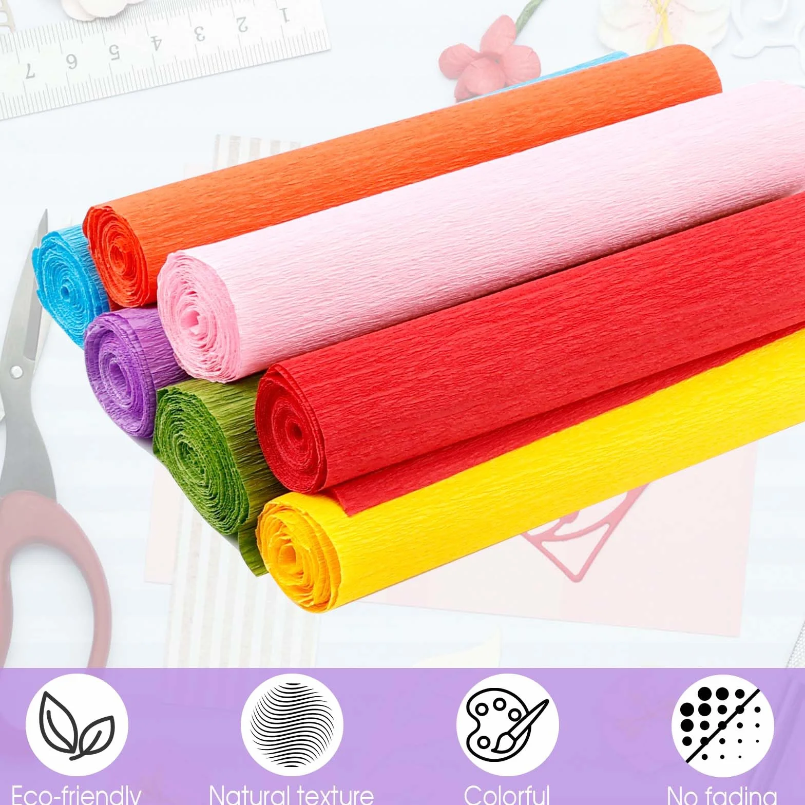 Carta Crespa Colorata 7 Rotoli Decorazione per Feste Matrimonio Compleanno
