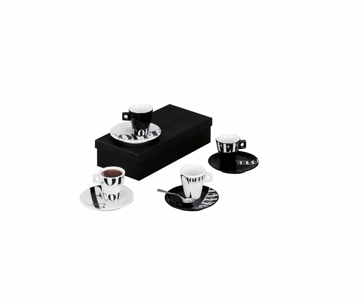 Zeller 26540 Set Tazzine da caffè Coffee Style, Porcellana, Multicolore, 0.1x6x6.3 cm, 8 unità