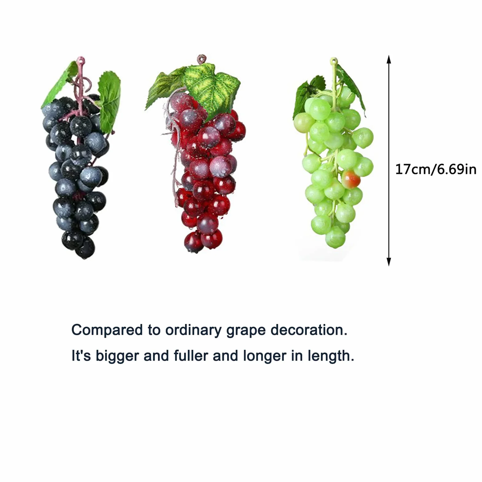 Uva artificiale 6 pezzi + 1 pianta decorazione plastica 17 cm per vino frutta celebrazione matrimonio