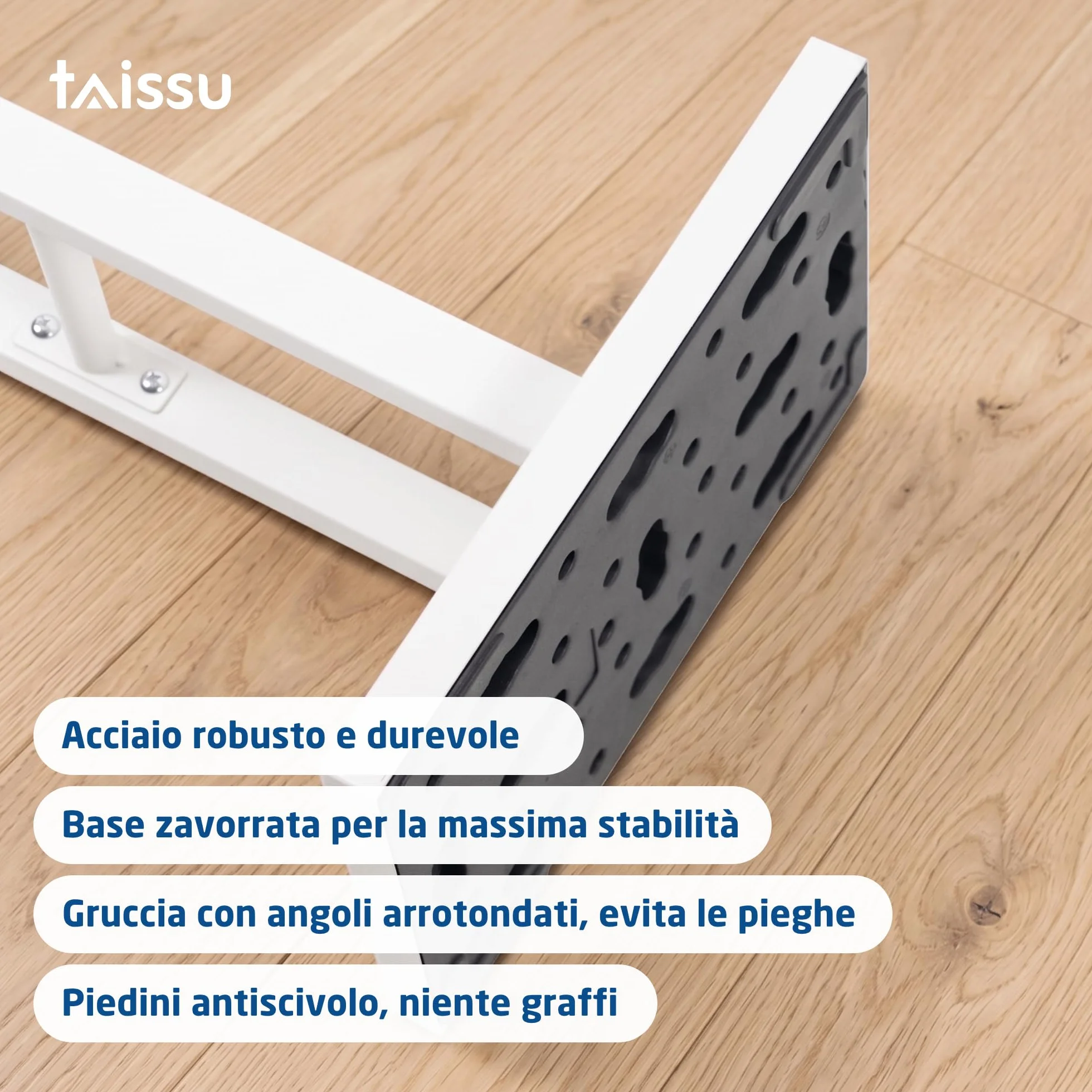 Servo Muto Mod. ADAK - Colore Bianco Opaco - Con Appendiabiti Superiore e Barra per Pantaloni - 52 x 18 x 100 cm - Acciaio con Base in Cemento - Appendiabiti per Camera da Letto